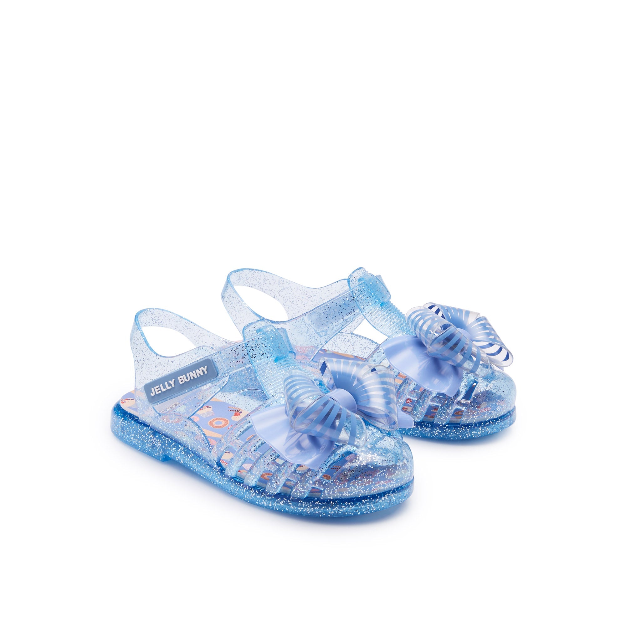 JB Seda Kids Flat Slingbacks For Girls Glitter Blue