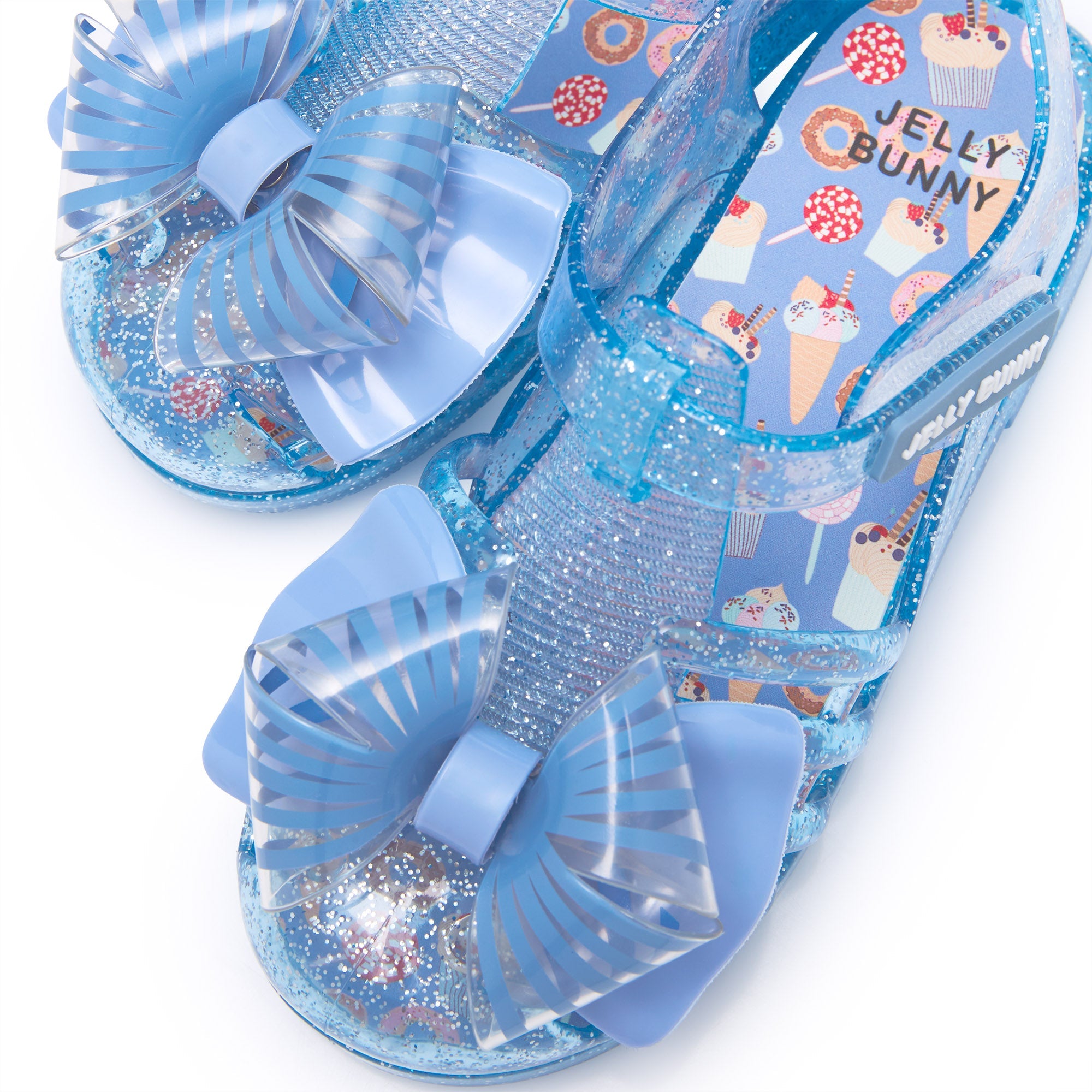JB Seda Kids Flat Slingbacks For Girls Glitter Blue