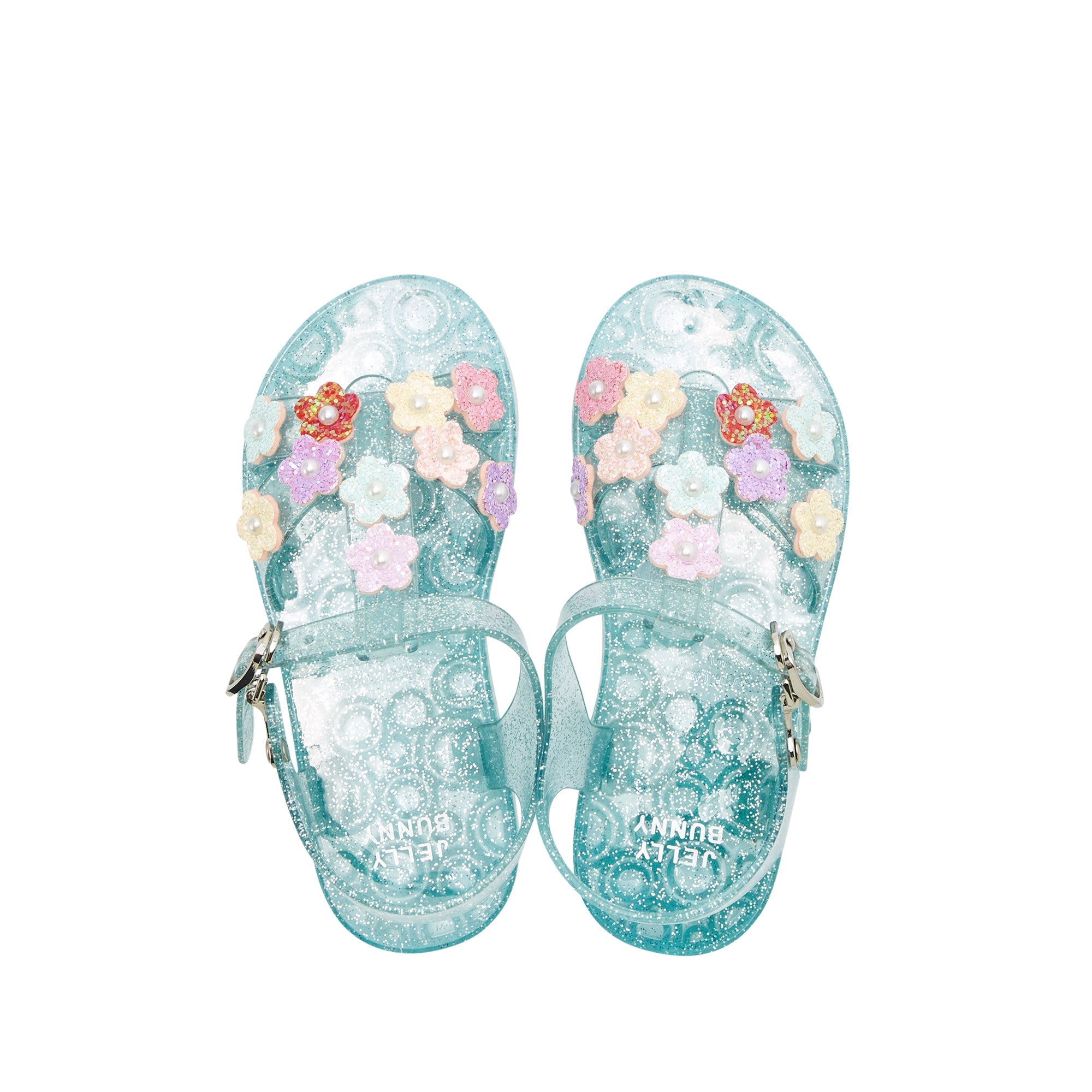 Mini Bolo Flat Sandals For Mini Girls Glitter Blue