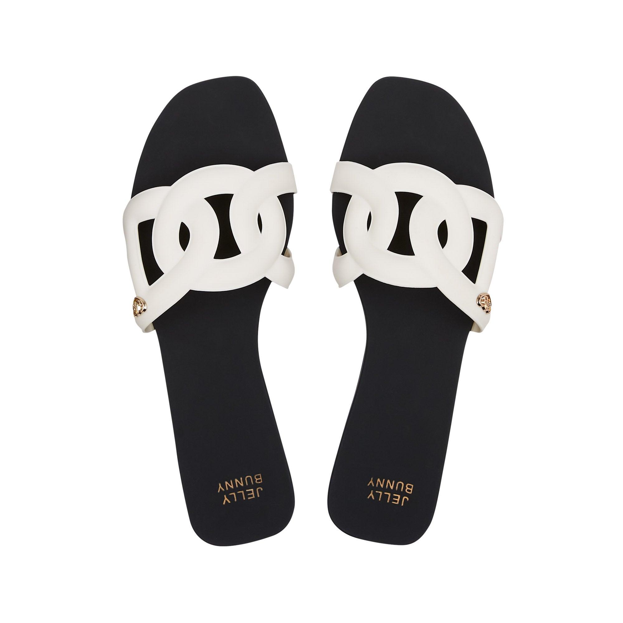 Grase Two Tone Flat Sandals Black