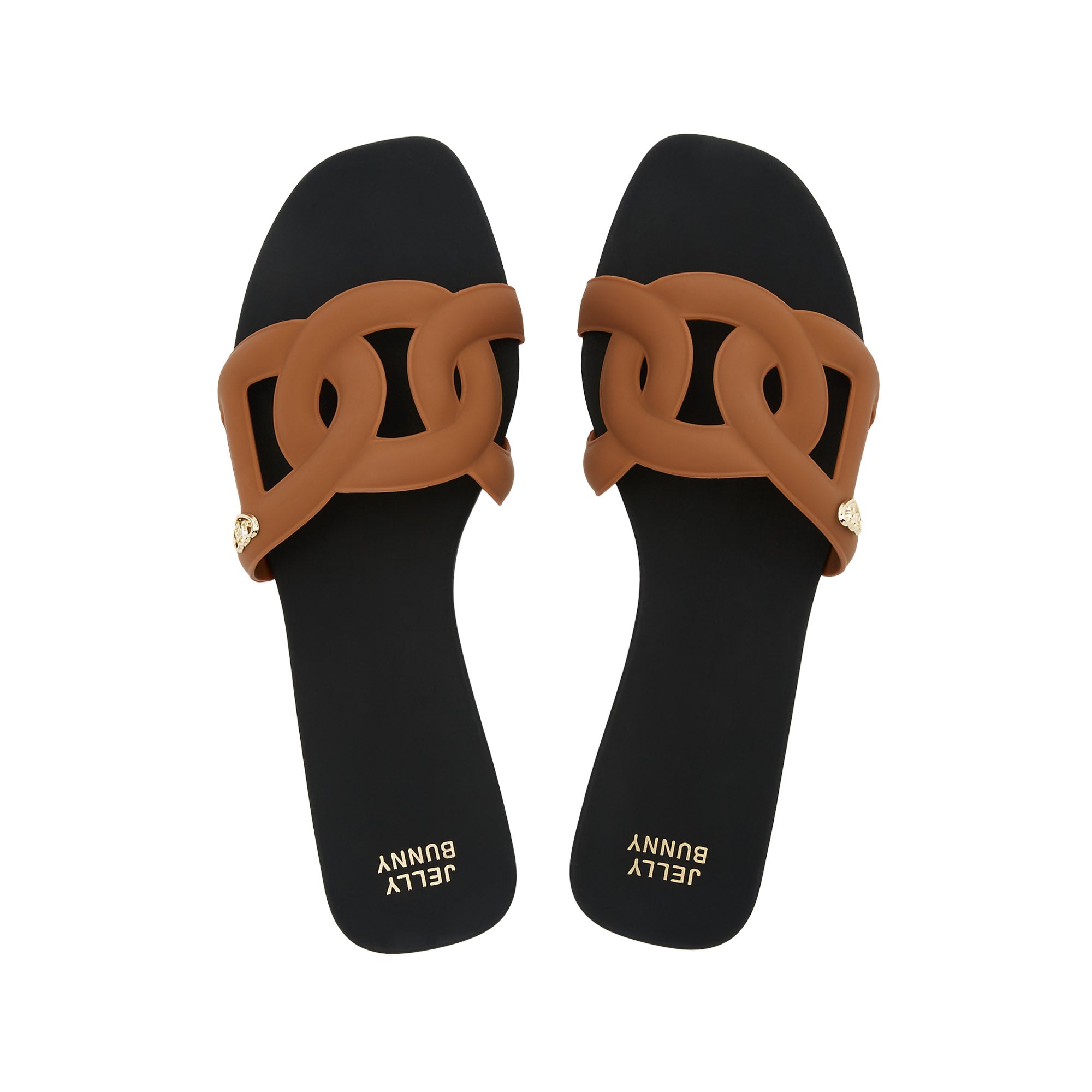 GRASE TWO TONE Flat Sandals Black