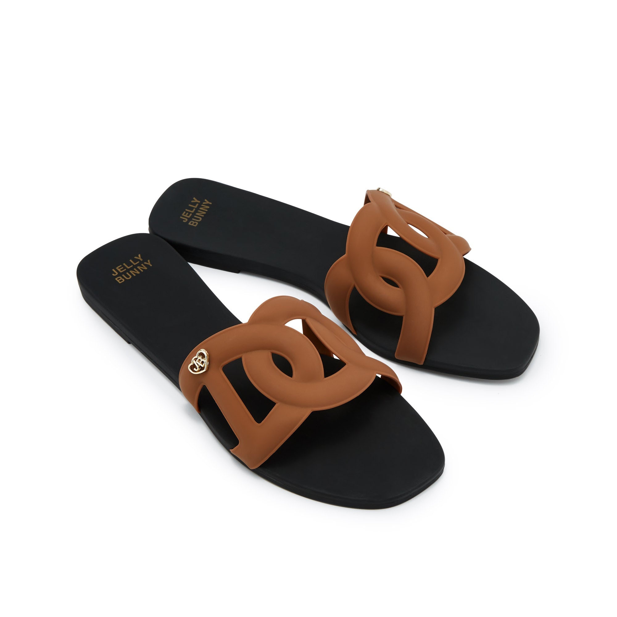 GRASE TWO TONE Flat Sandals Black
