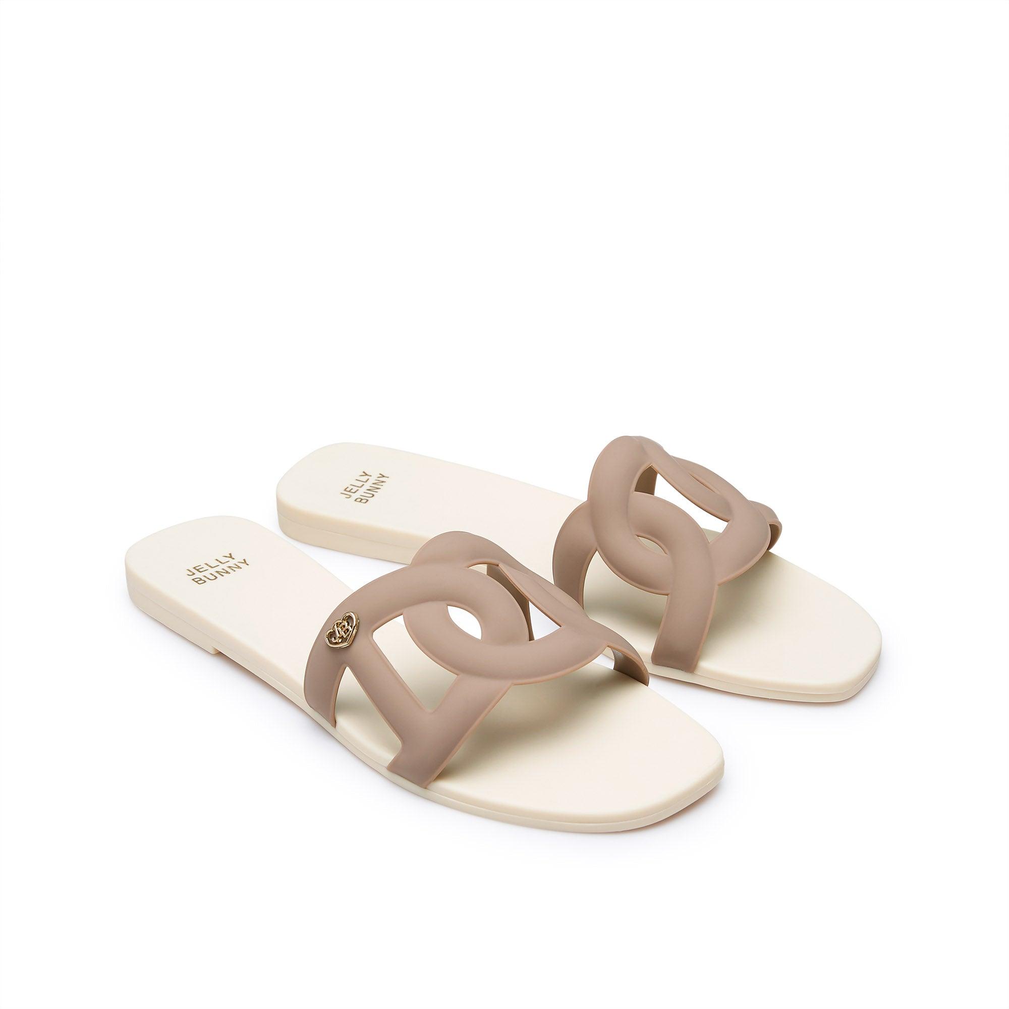 Grase Two Tone Flat Sandals Off-White