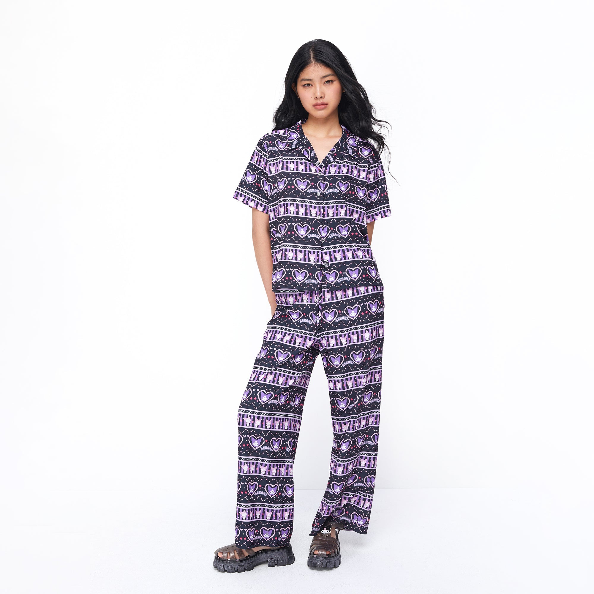 Kuromi Print Short Sleeve Shirt Multi Color