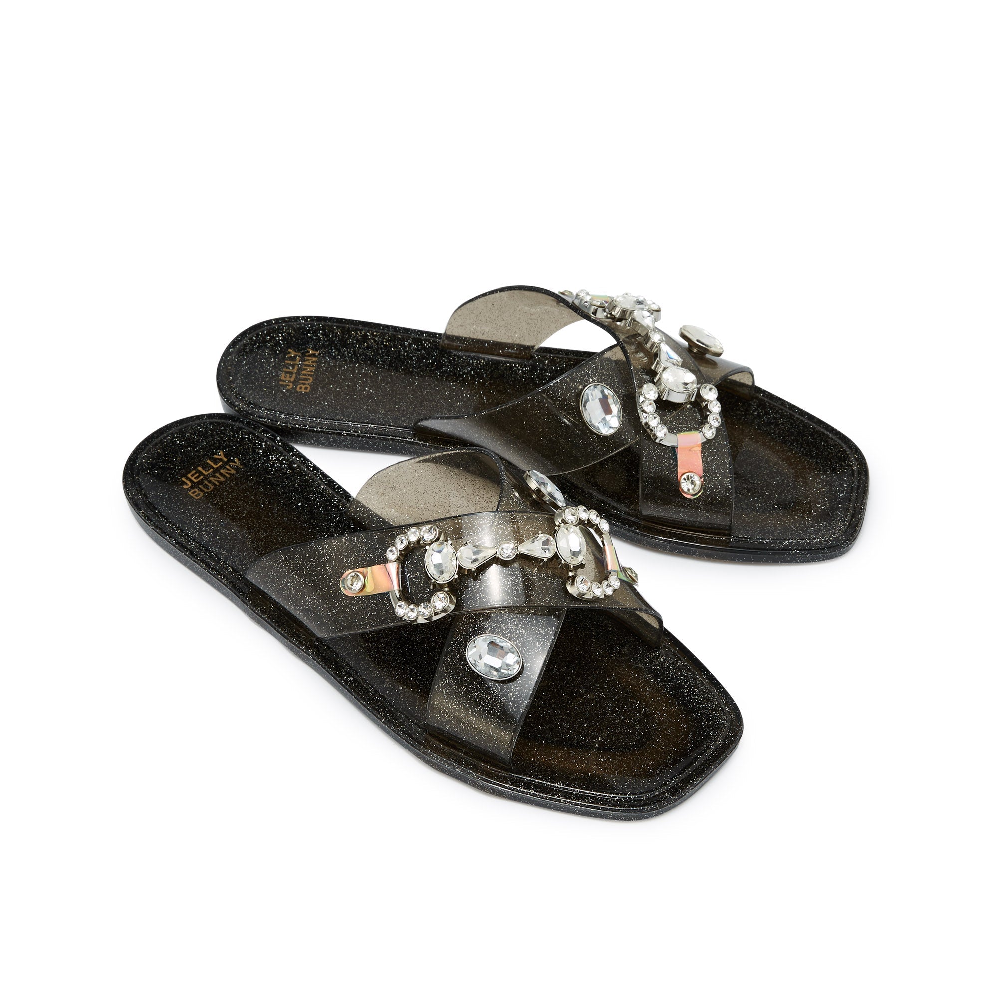 Reva Emmie Flat Sandals Glitter Black