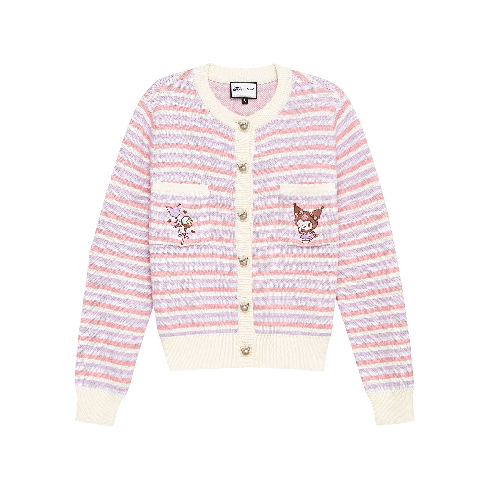 Kuromi Stripe Long Sleeve Cardigan Multi Color