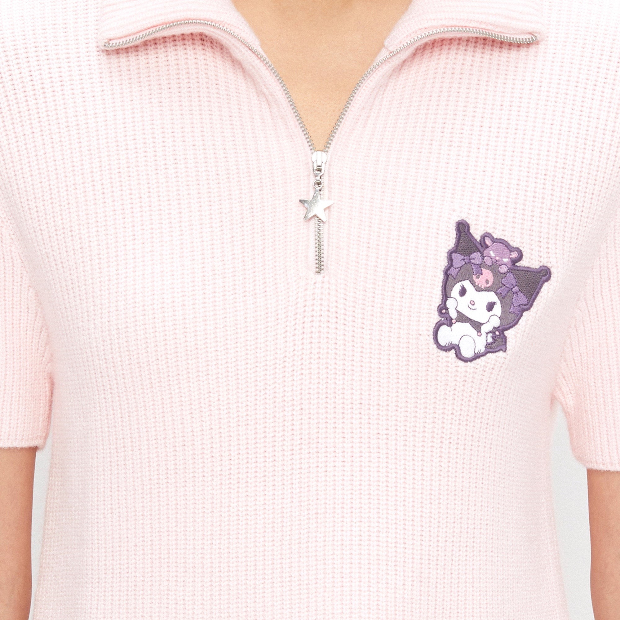 Kuromi Knitted Short Sleeve Top Pink