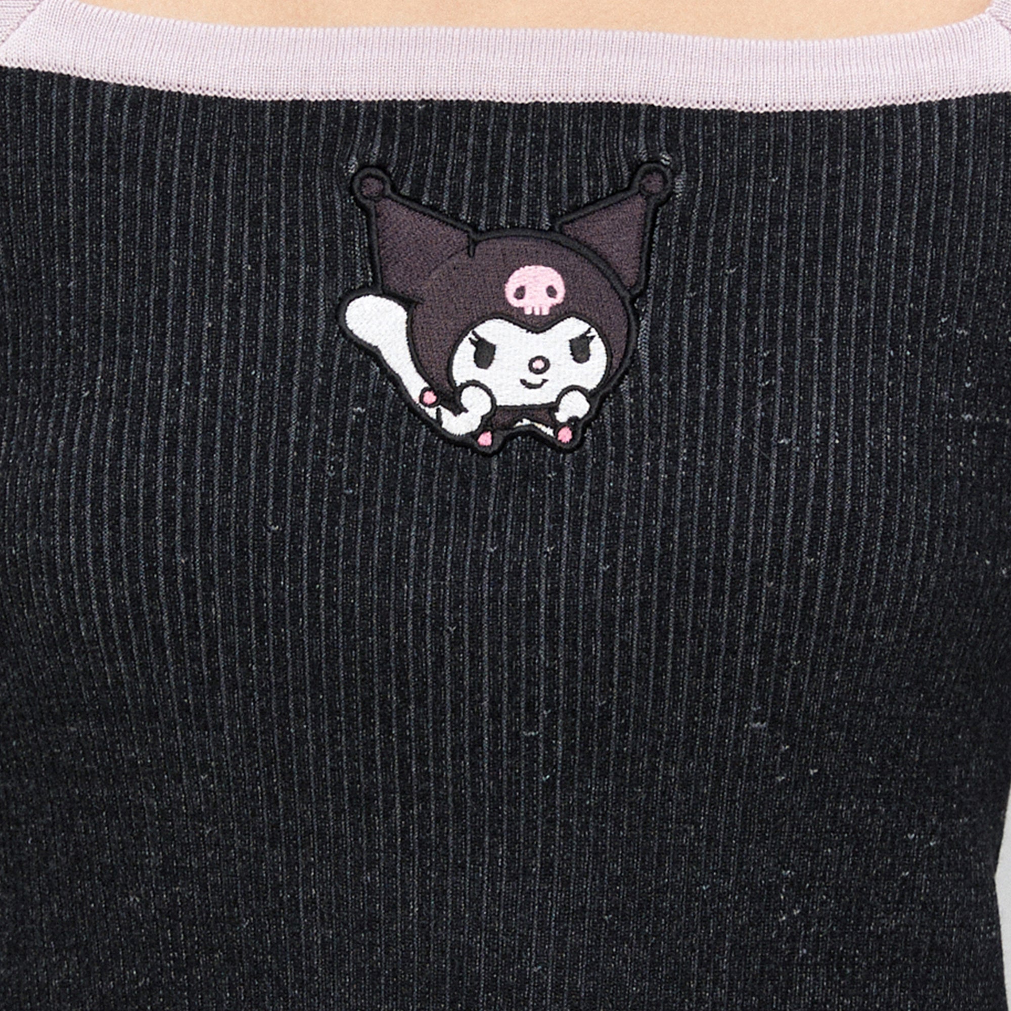 Kuromi Rib Long Sleeve Top Black