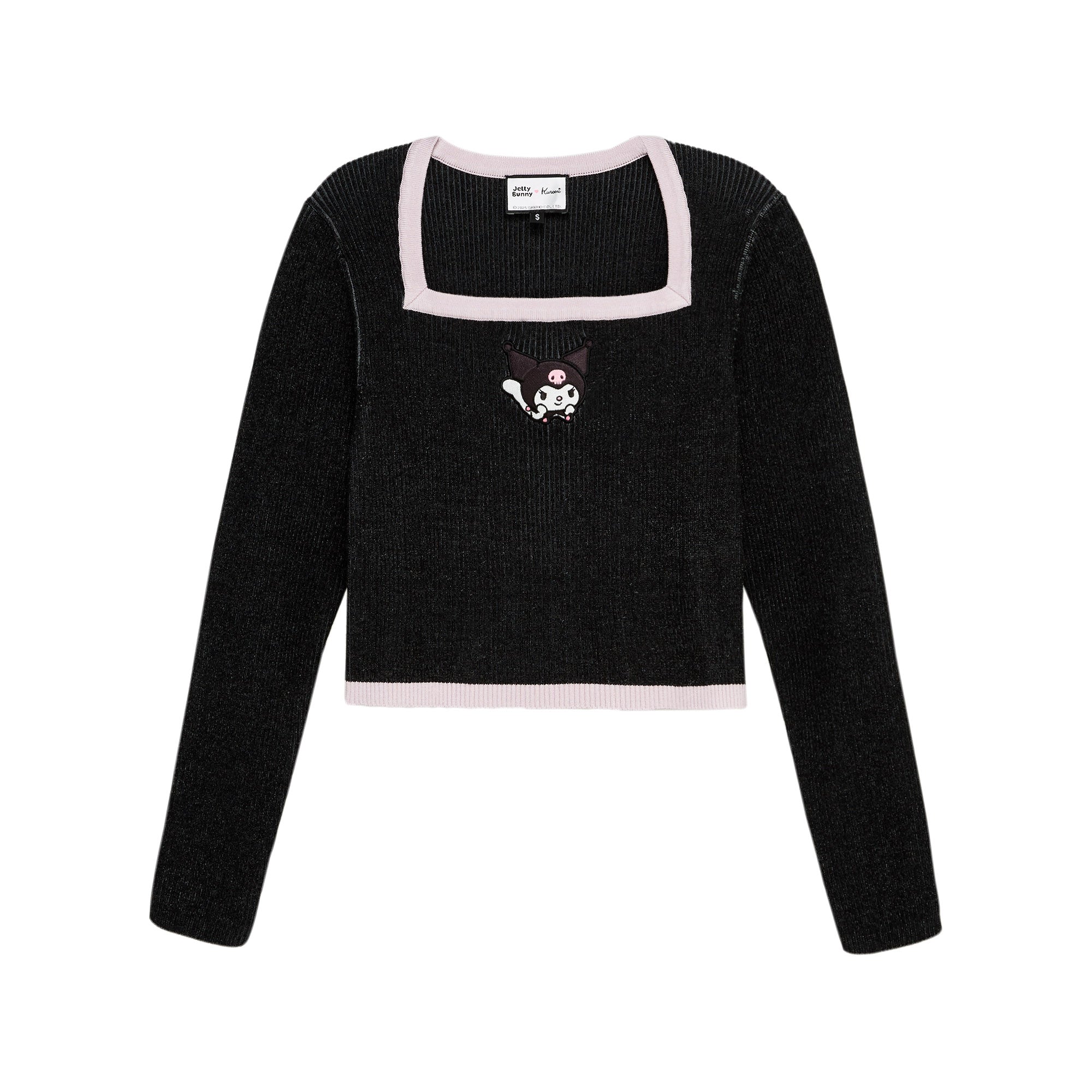 Kuromi Rib Long Sleeve Top Black