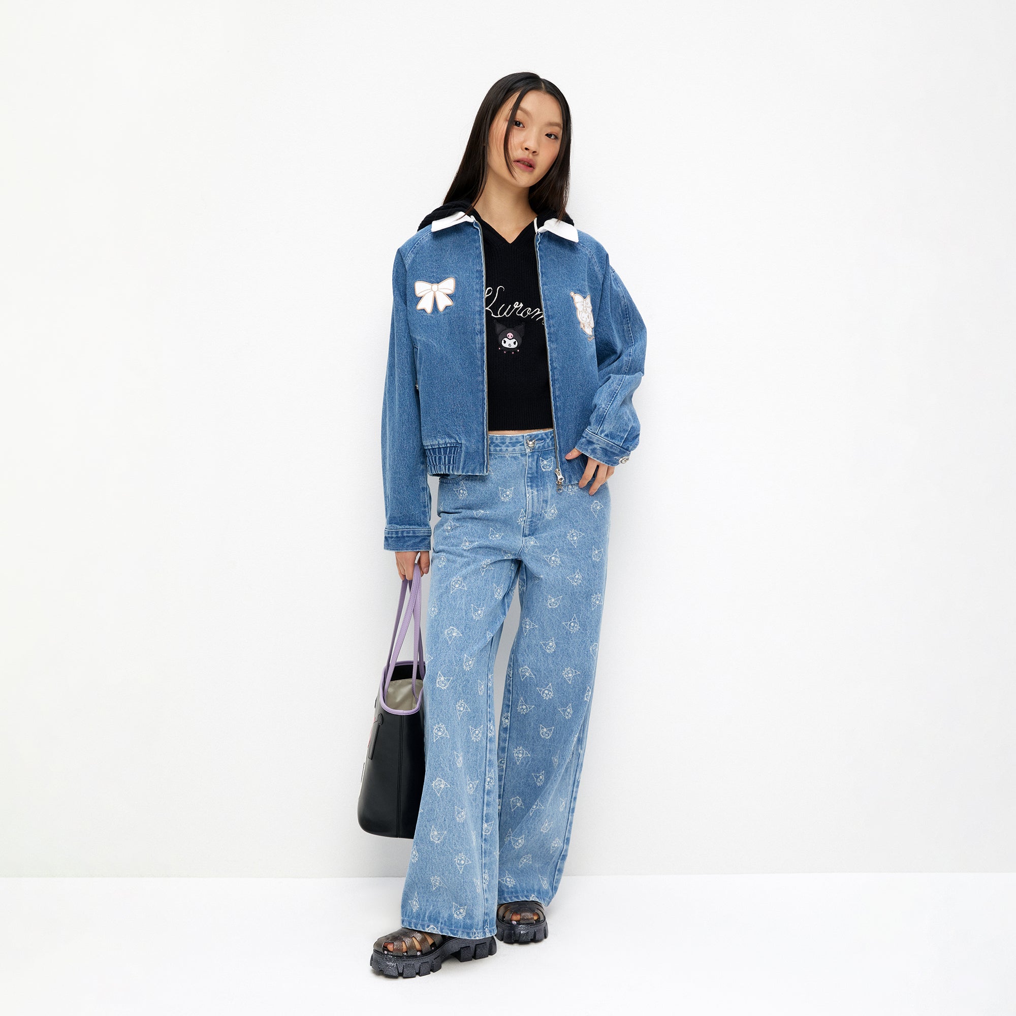 Kuromi Denim Long Sleeve Jacket Blue