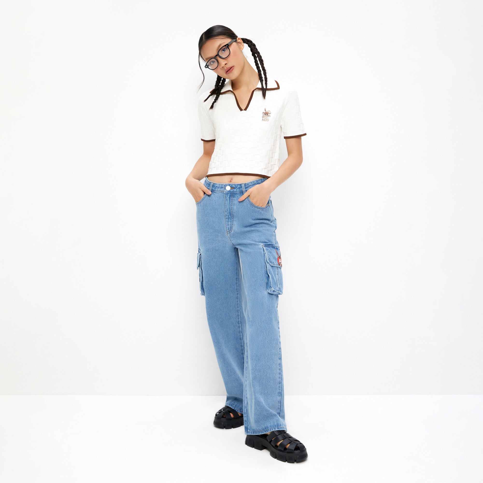 Embossed Short Sleeve Polo Shirt White