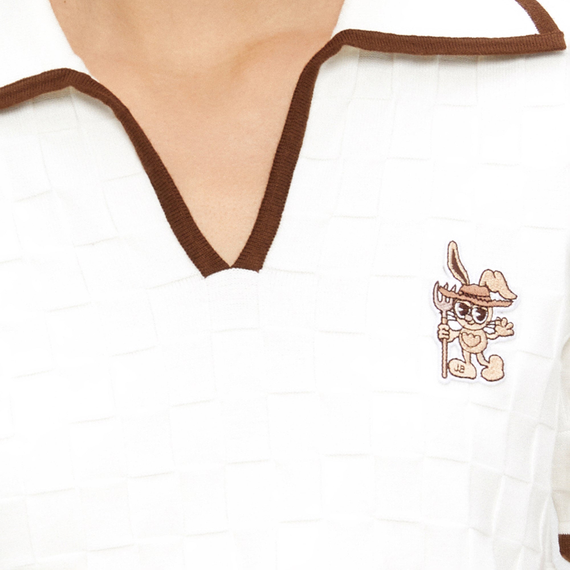 Embossed Short Sleeve Polo Shirt White