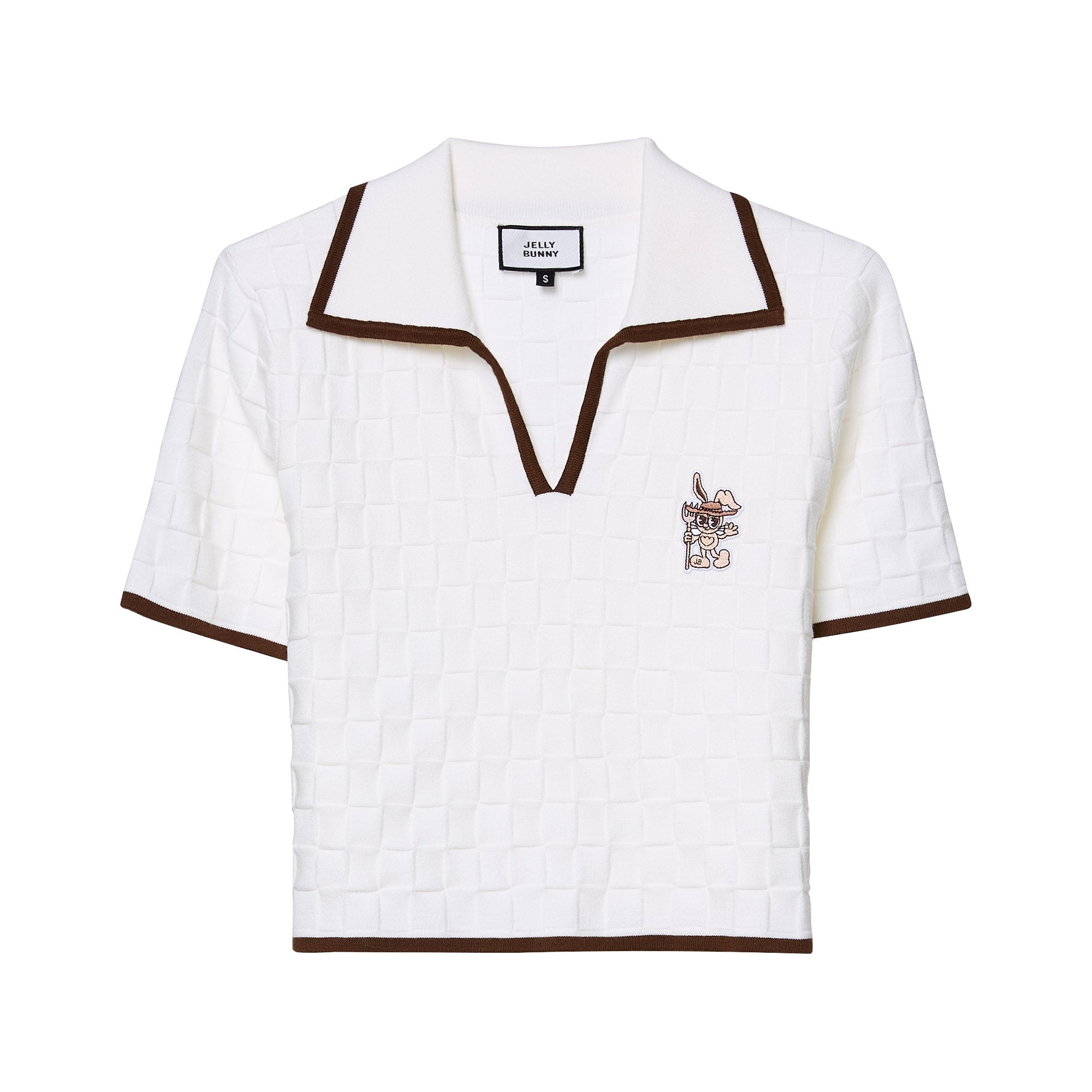 Embossed Short Sleeve Polo Shirt White