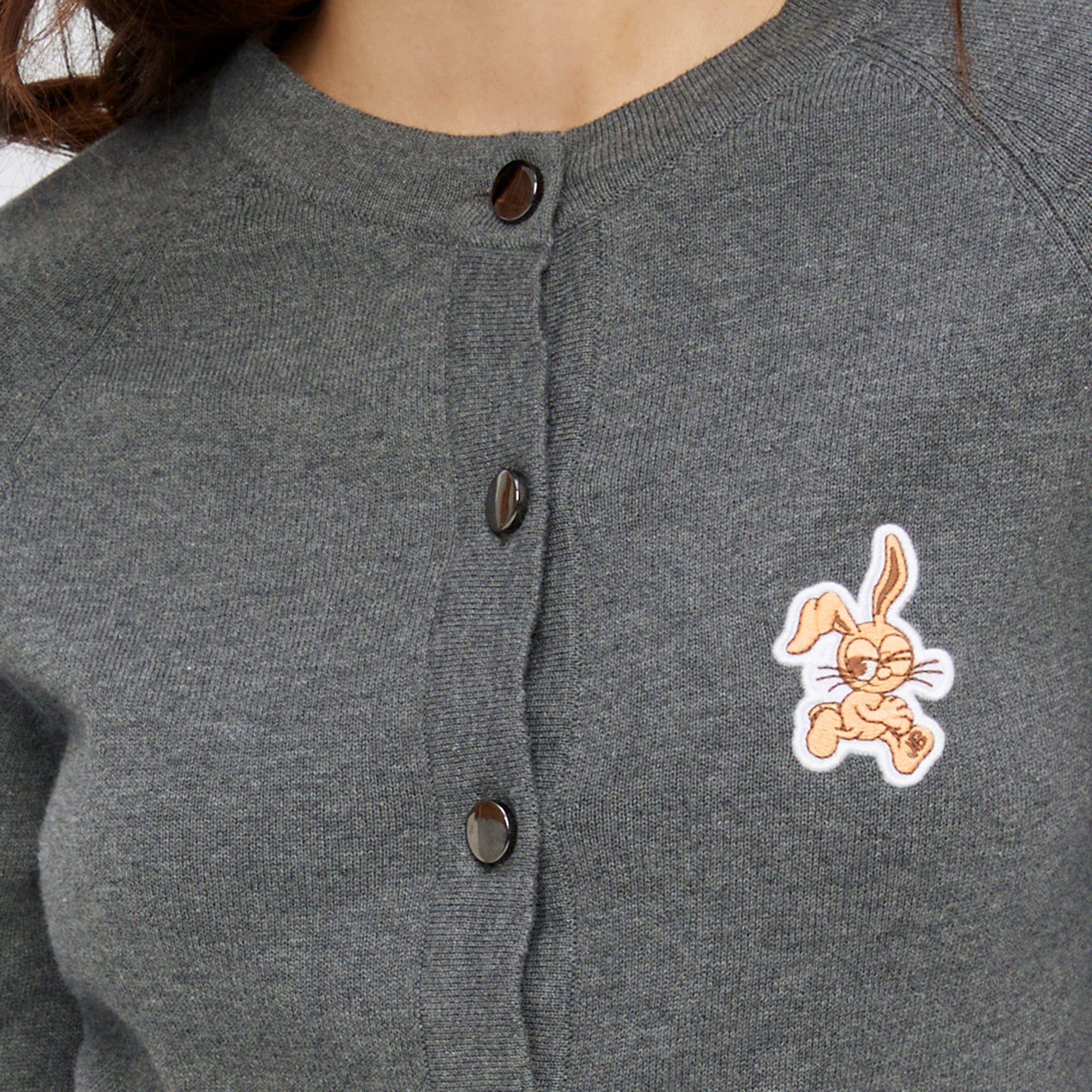 Jerme Embroidery Long Sleeve Cardigan Grey