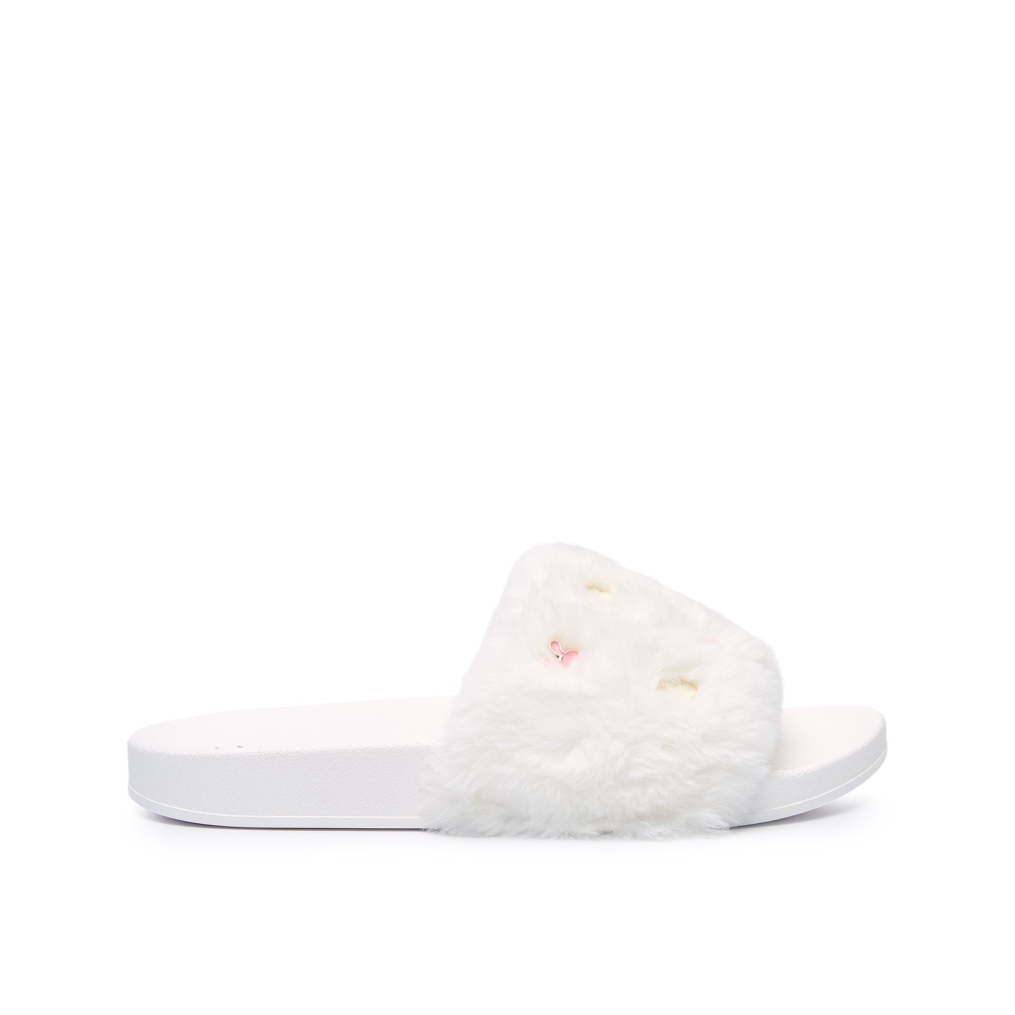 Slide Fur Daba Flat Sandals White