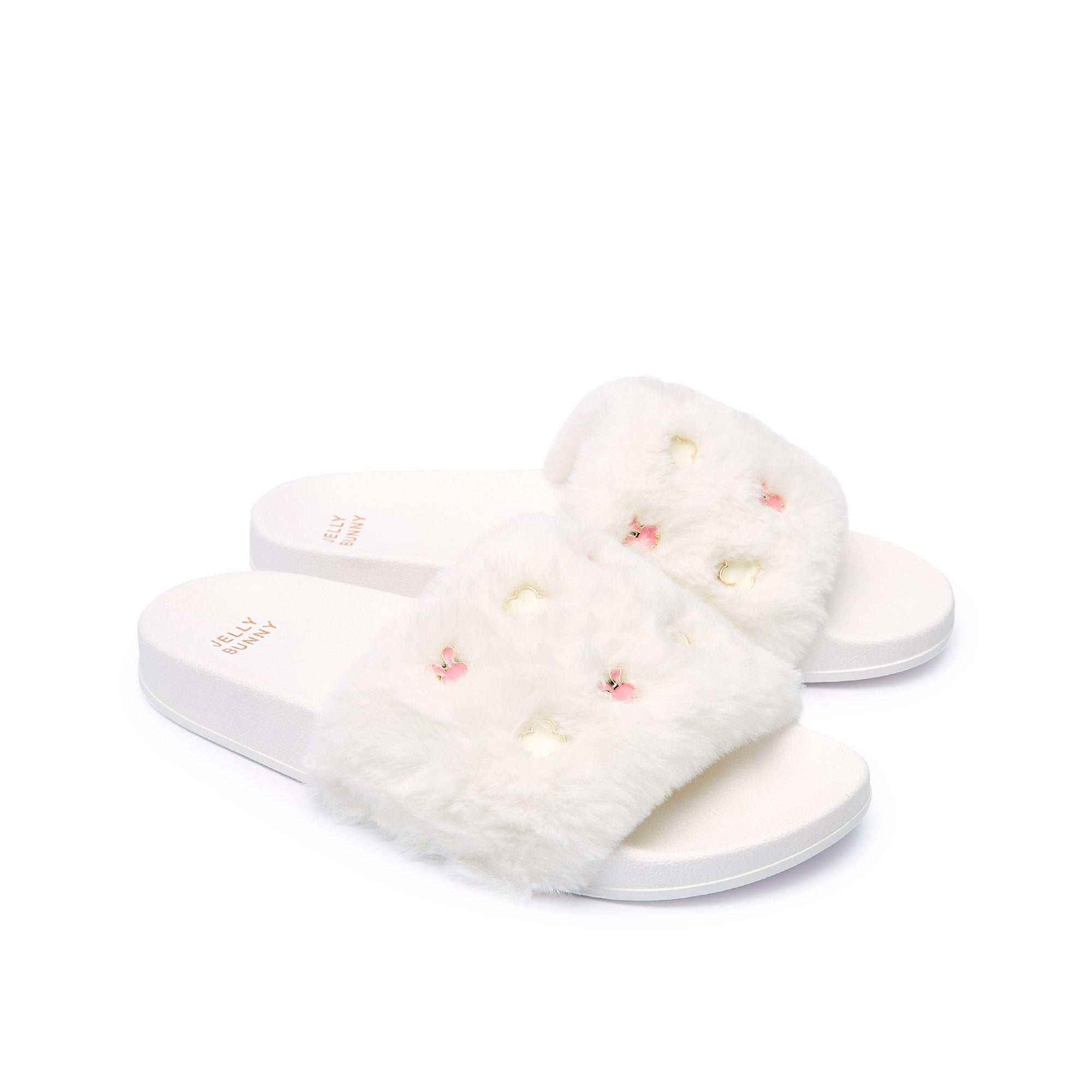 Slide Fur Daba Flat Sandals White