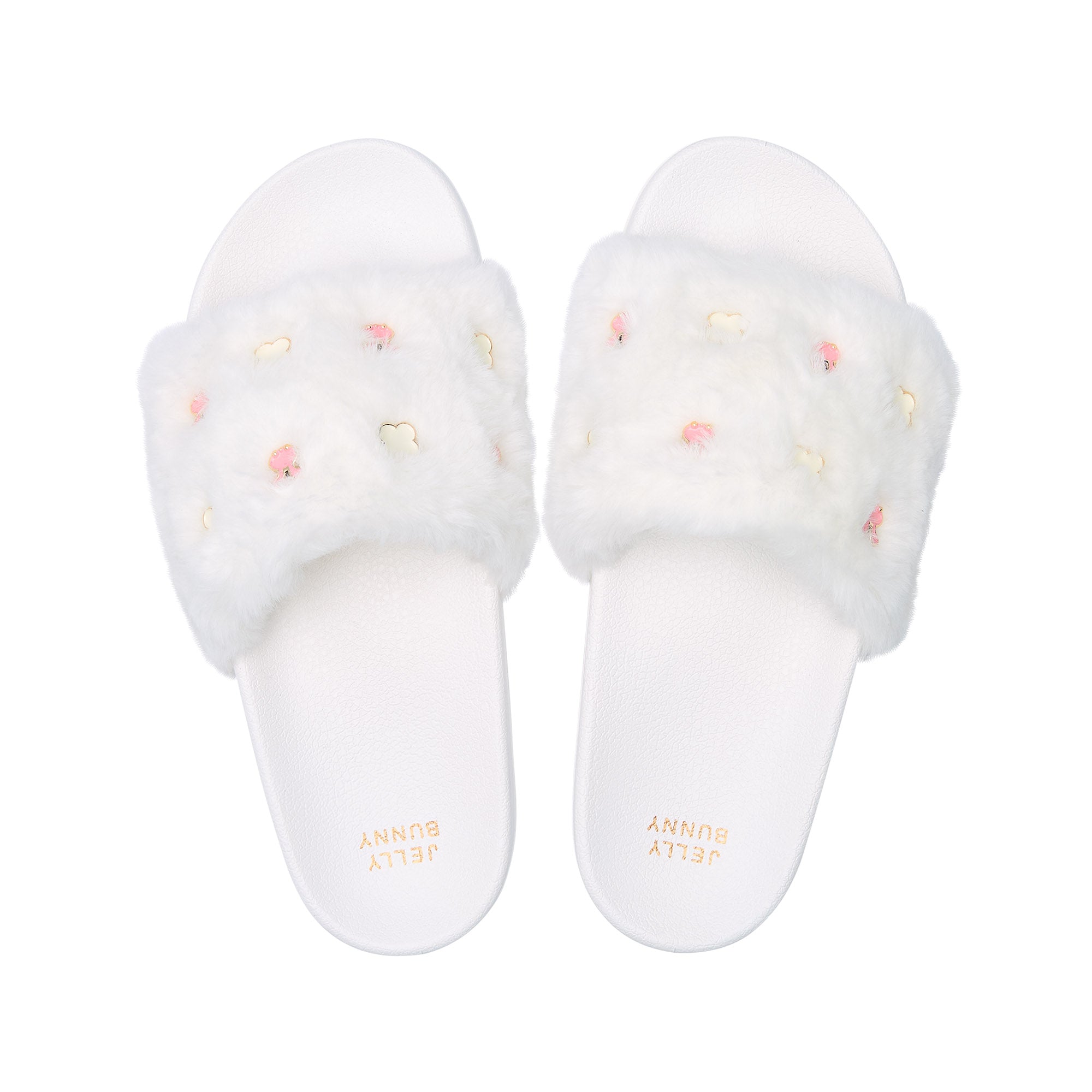 Slide Fur Daba Flat Sandals White