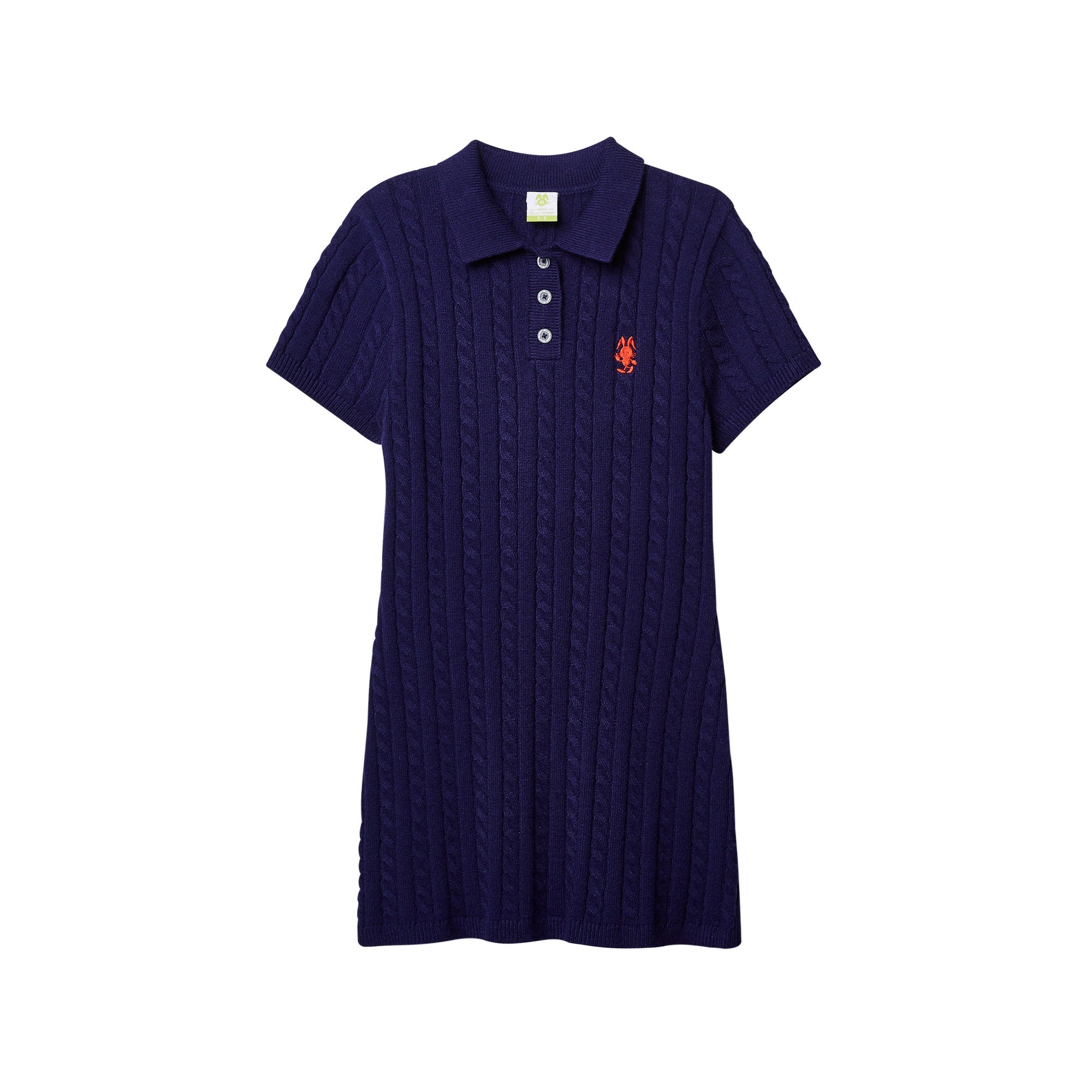 Jerme Cable Knitted Polo Dress For Mini Girl