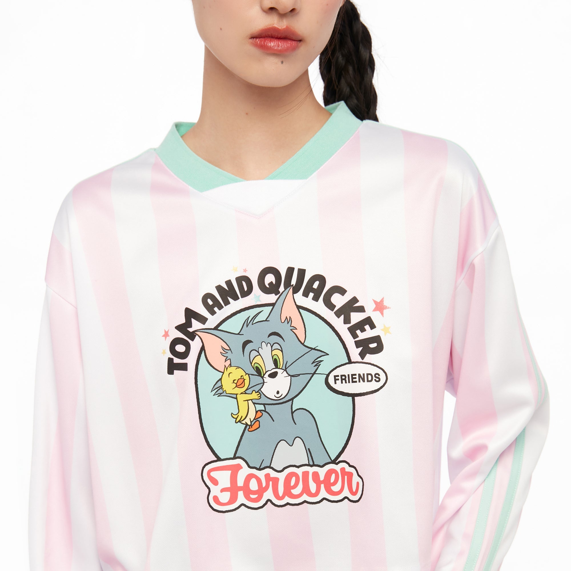 Forever Tom and Jerry Crop Long Sleeve Top Multi