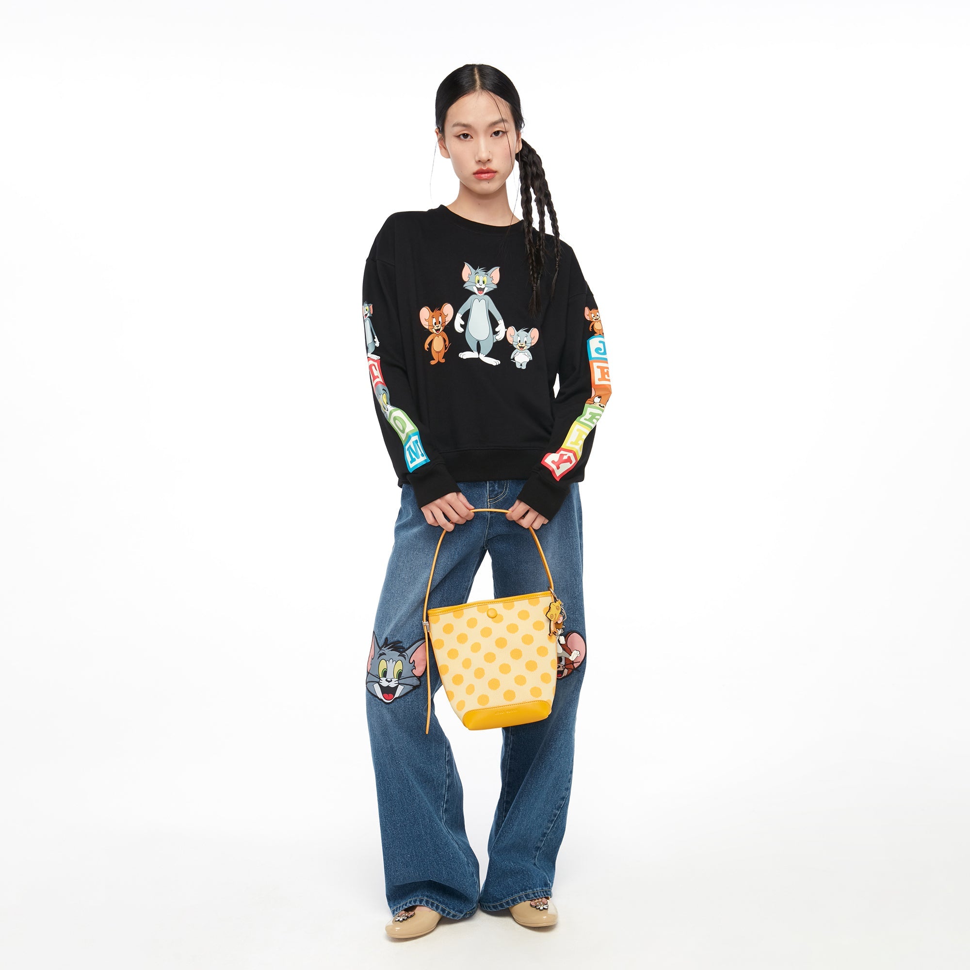 Tom and Jerry Long Sleeve Pullover Black