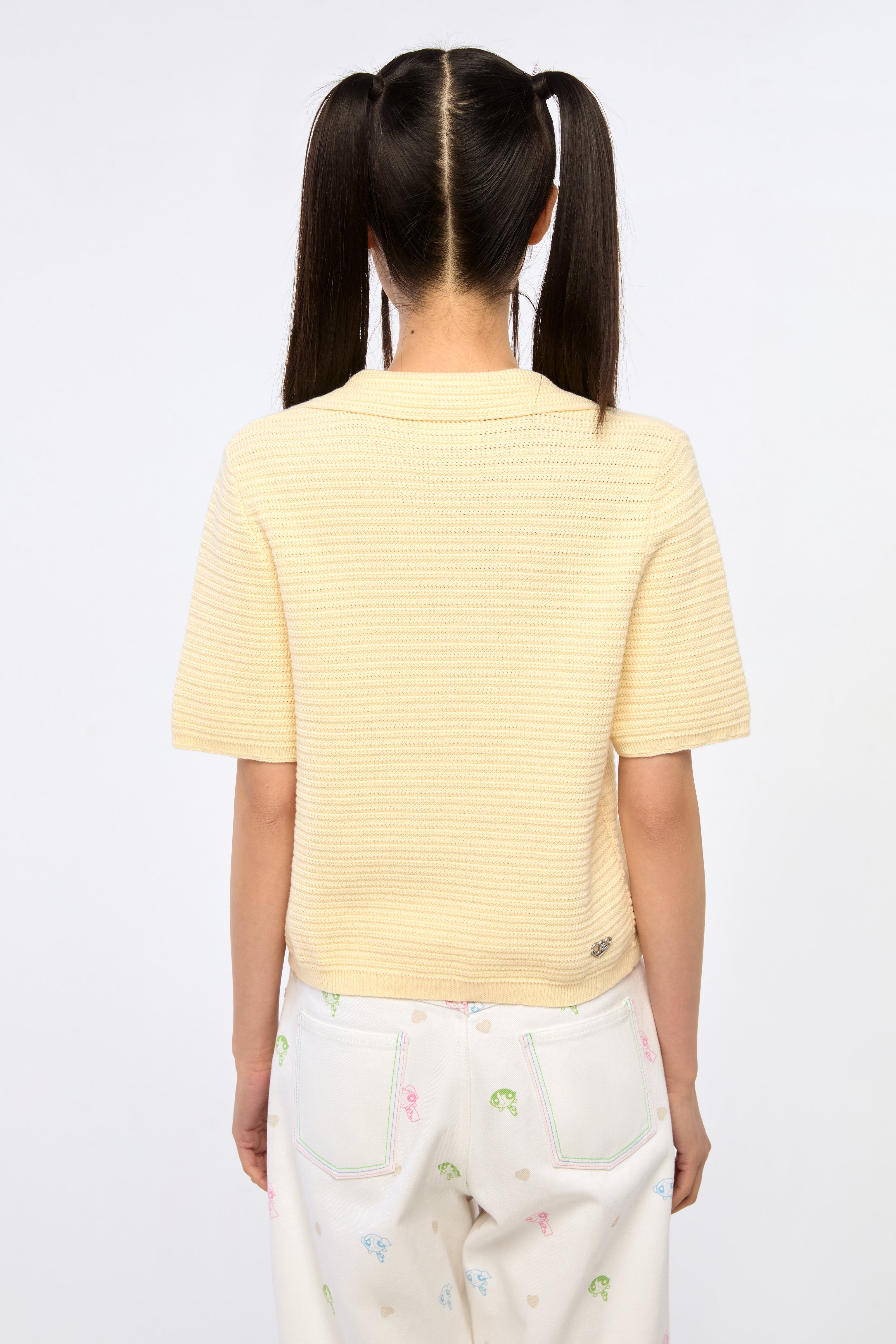 Powerpuff Girl Embroidery Knitted Top