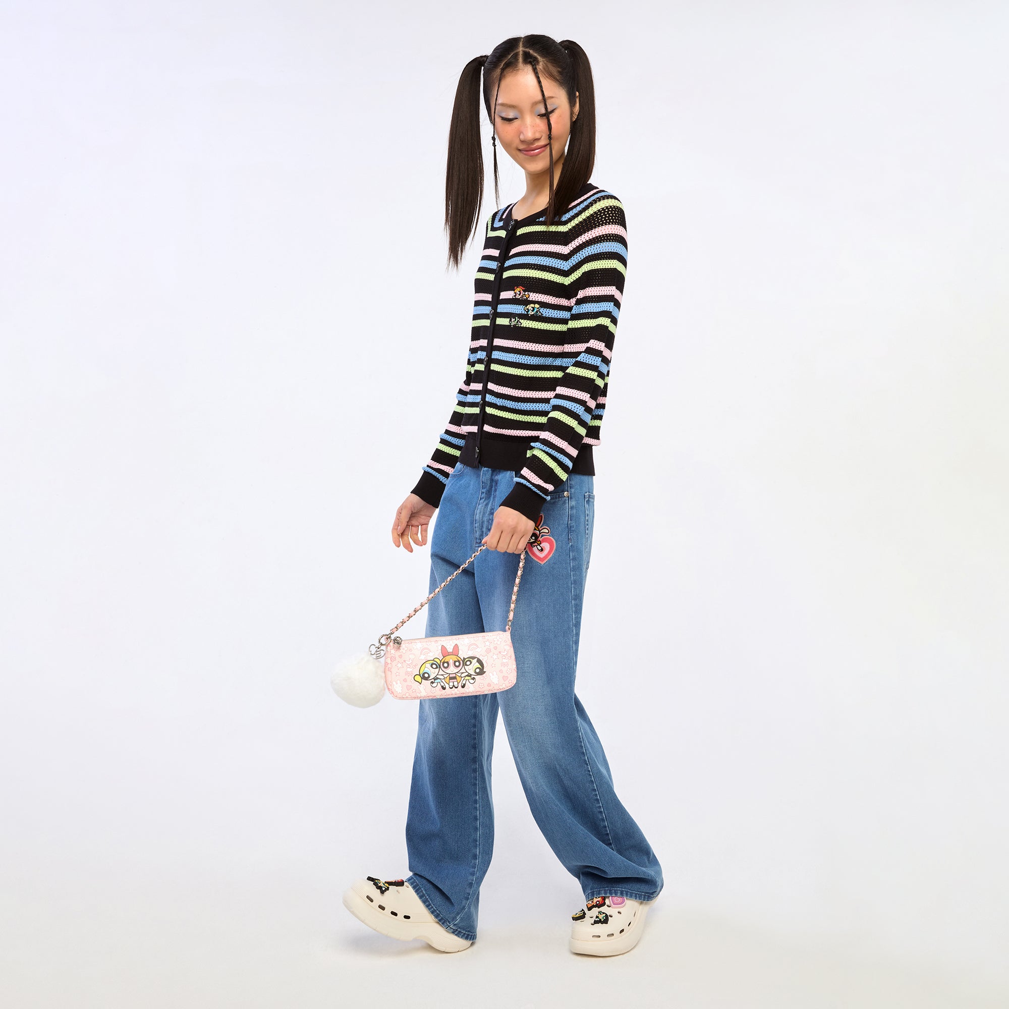 Powerpuff Girl Stripe Knitted Cardigan