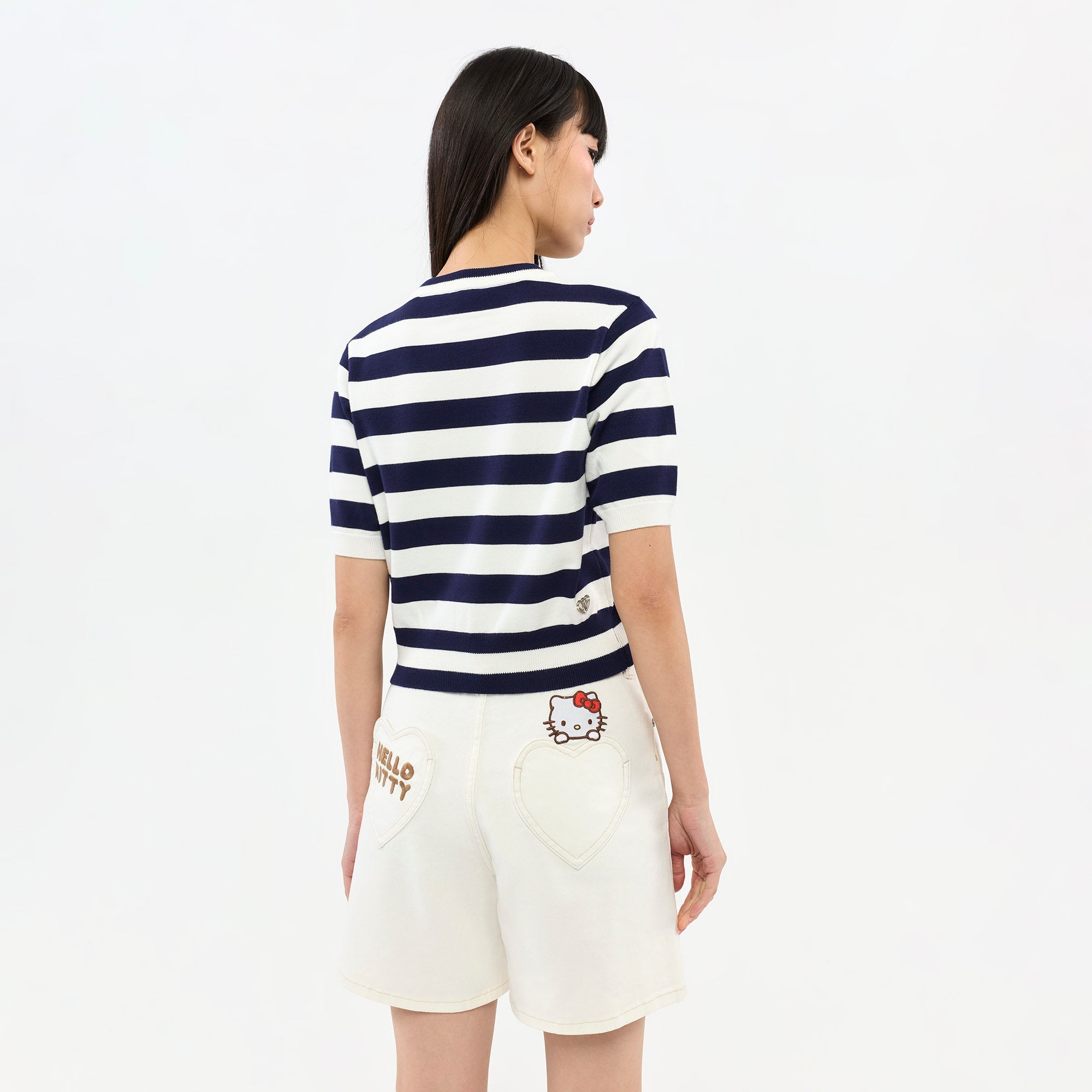 Hello Kitty Striped Graphic Knit T-Shirt Multi Color