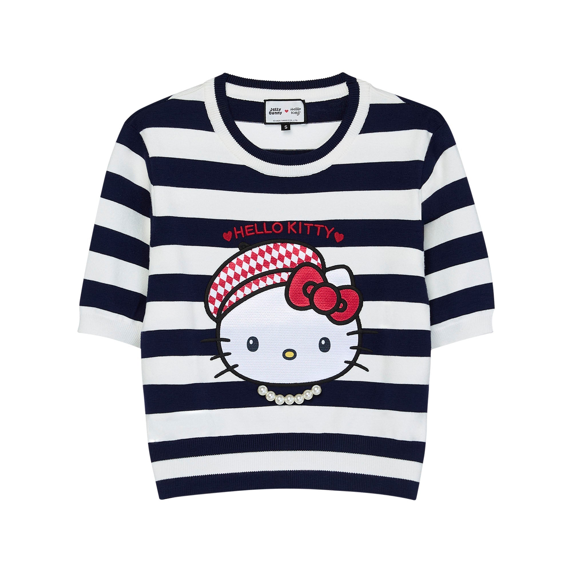 Hello Kitty Striped Graphic Knit T-Shirt Multi Color