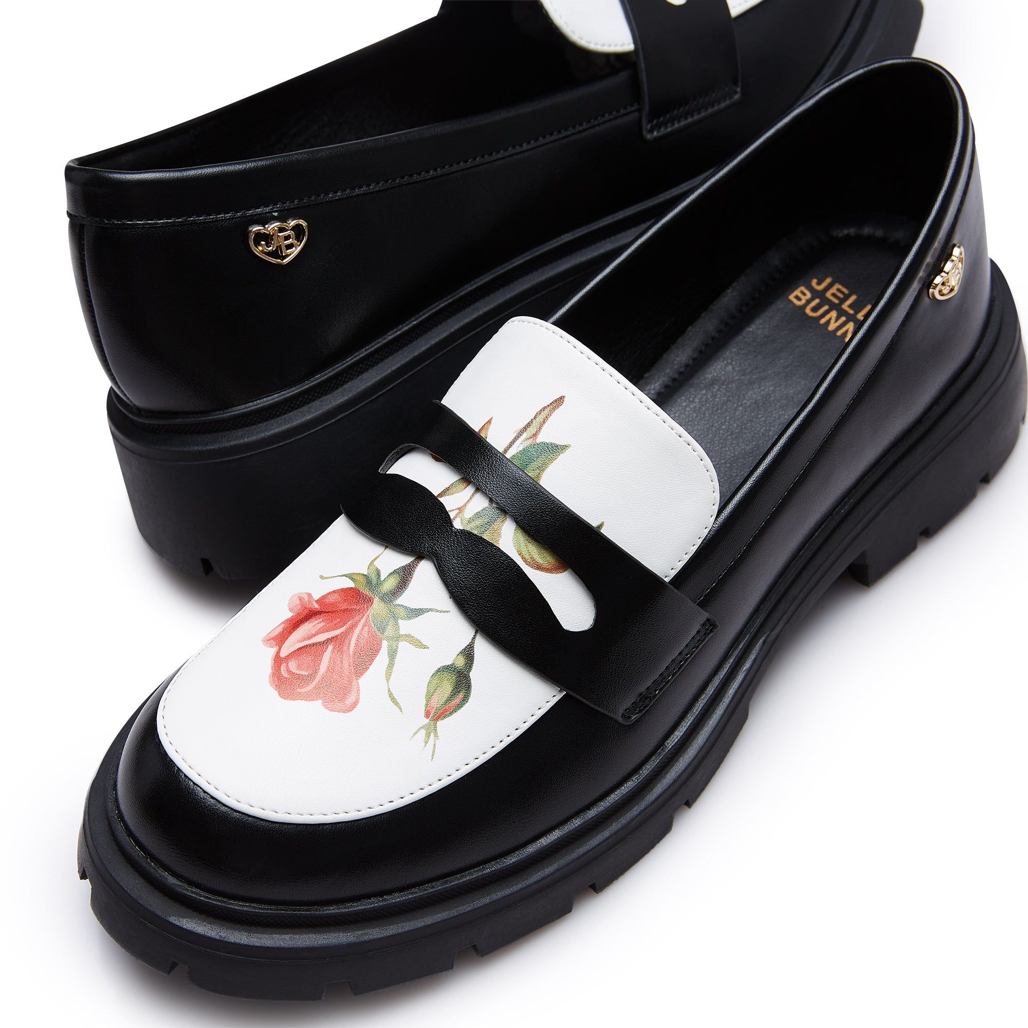 Caden Rose Platform Loafers Black
