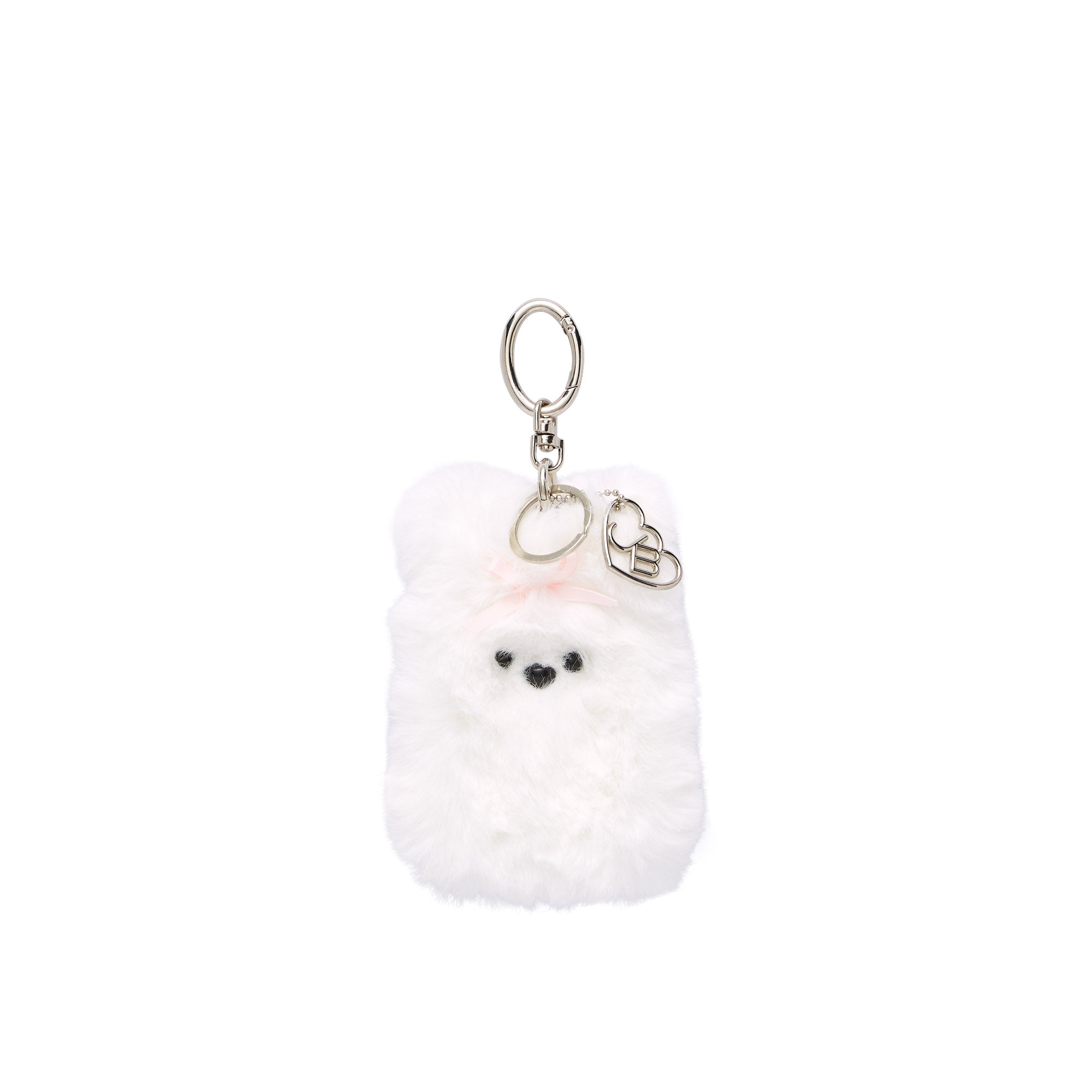 Poodle PomPom Keychain White