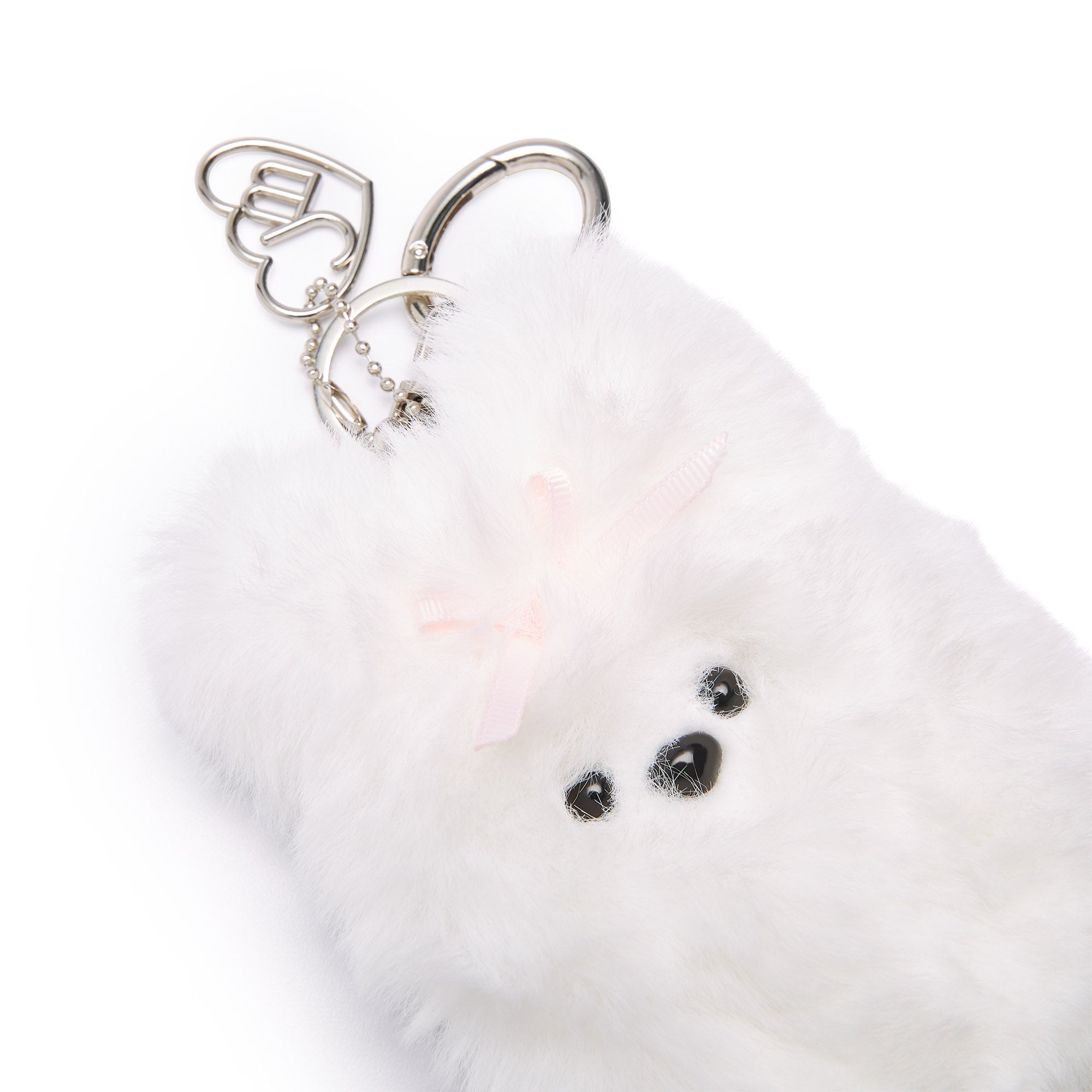 Poodle PomPom Keychain White
