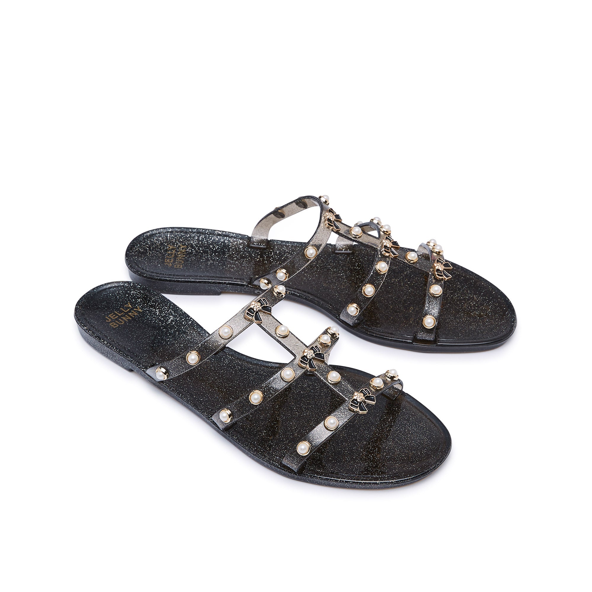 Alice Luella Flat Sandals Glitter Black