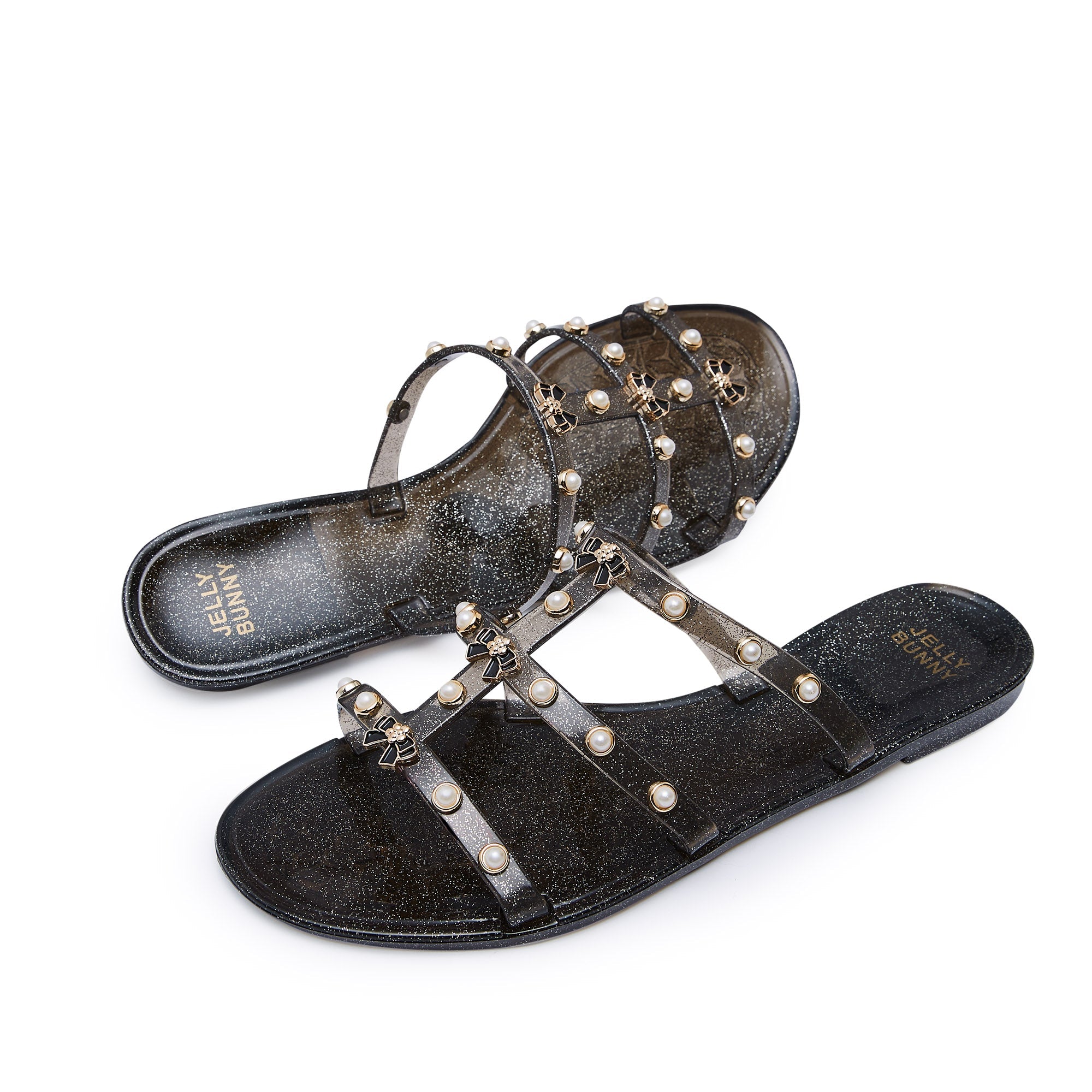 Alice Luella Flat Sandals Glitter Black