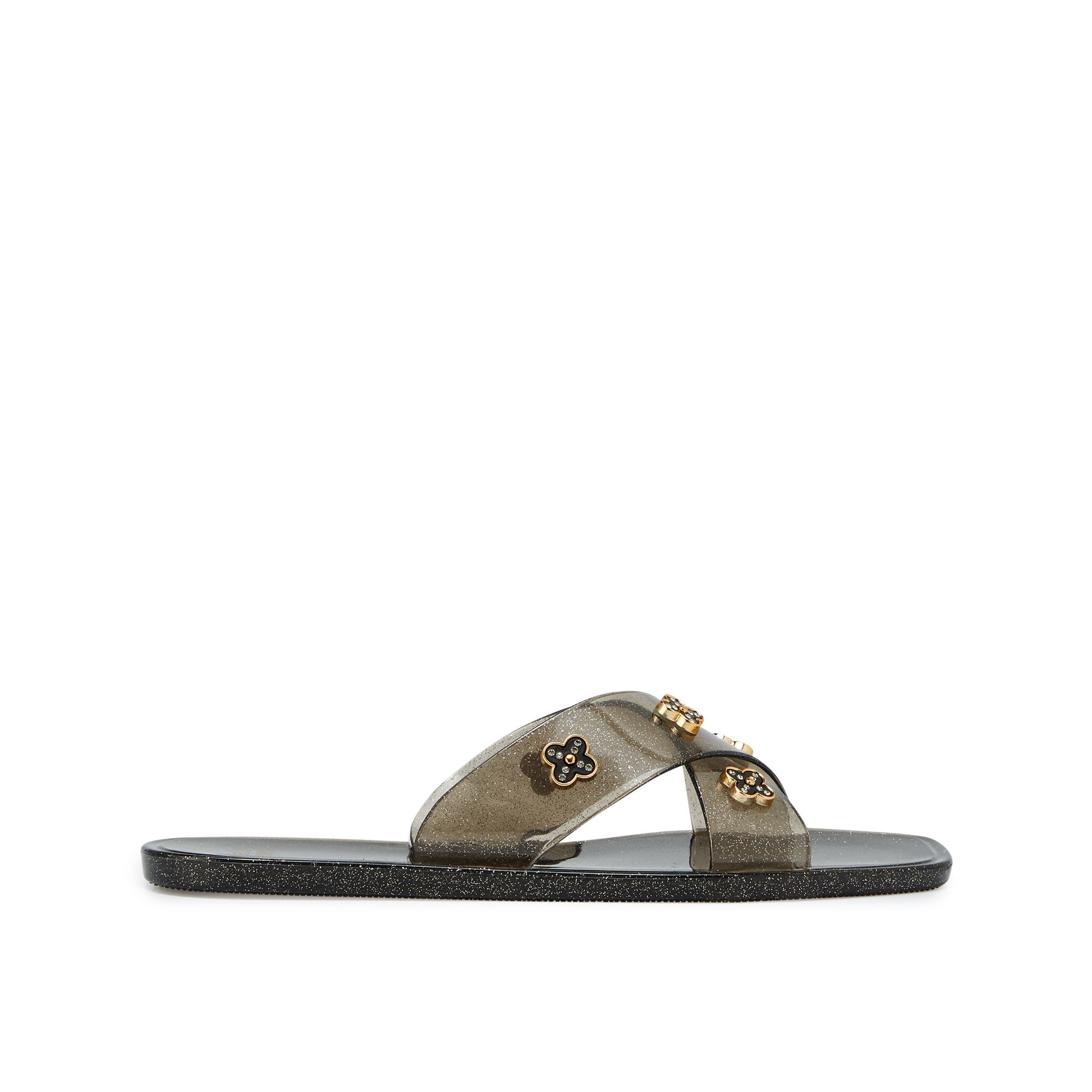 Reva Daleyza Flat Sandals Glitter Black