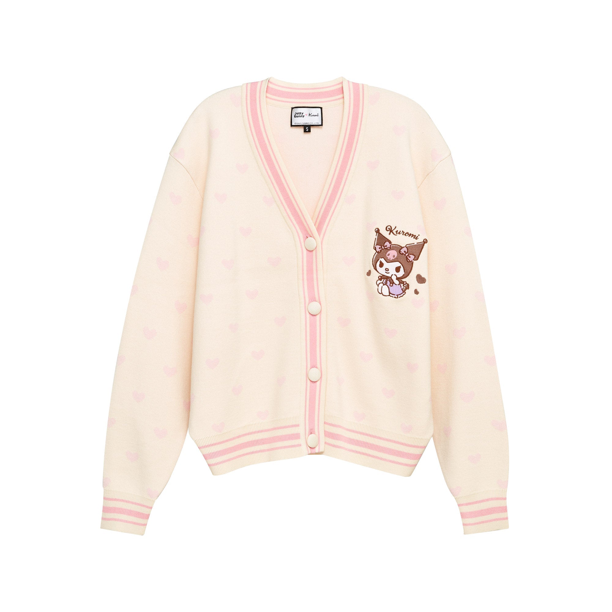 Kuromi V Neck Long Sleeve Cardigan Cream
