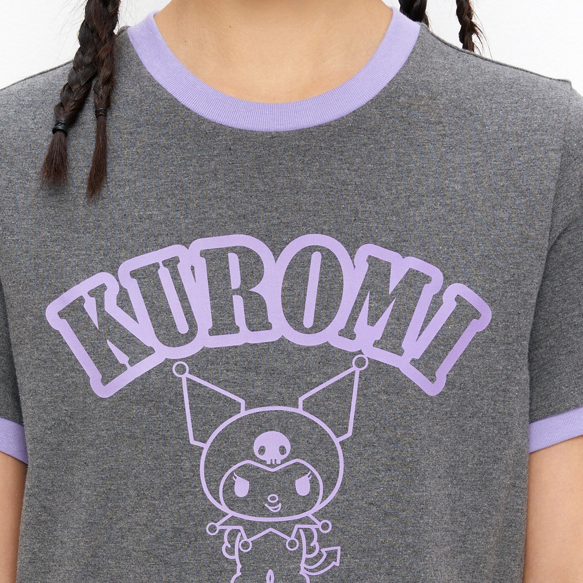 Kuromi Short Sleeve T-Shirt Grey