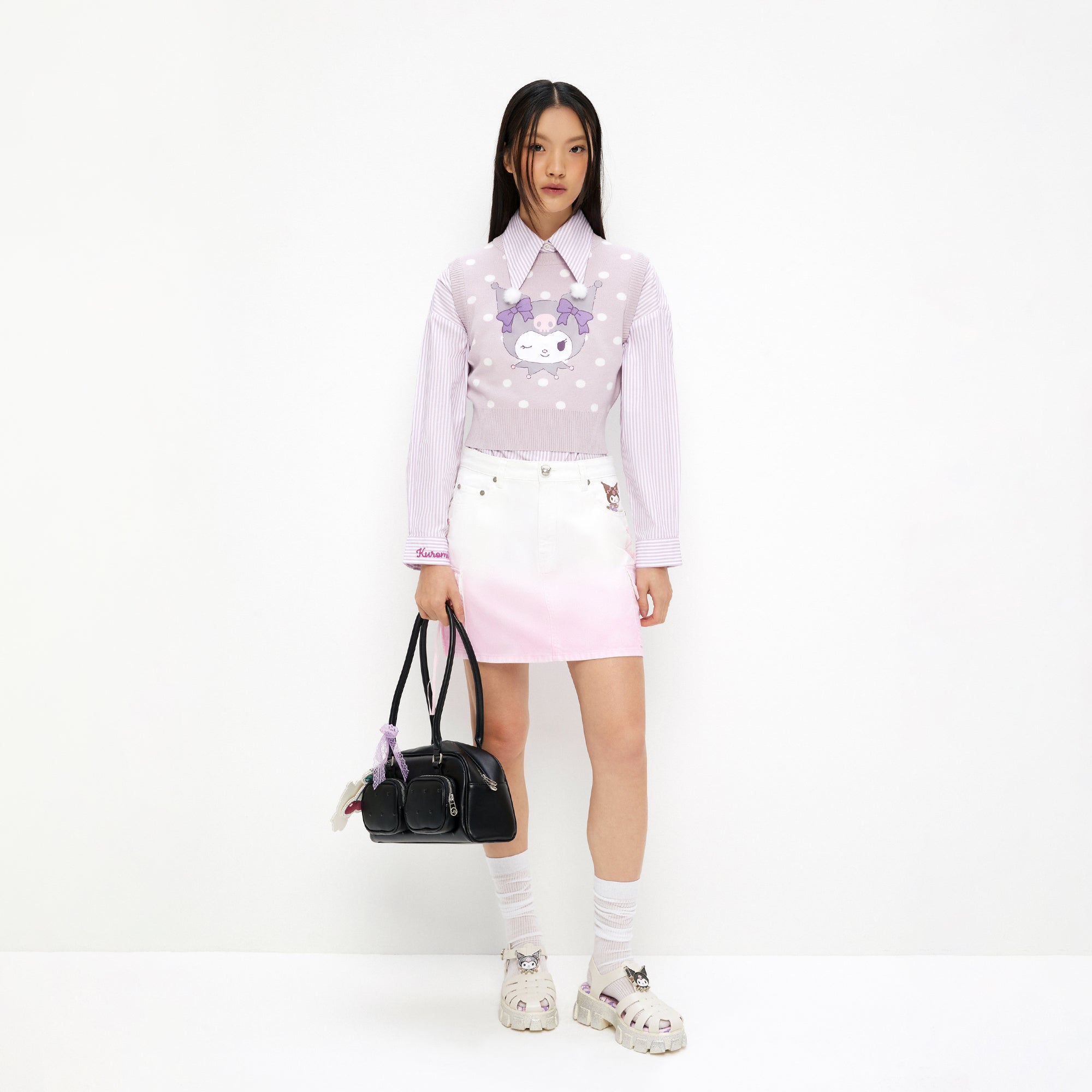 Kuromi Knitted Crop Top Purple