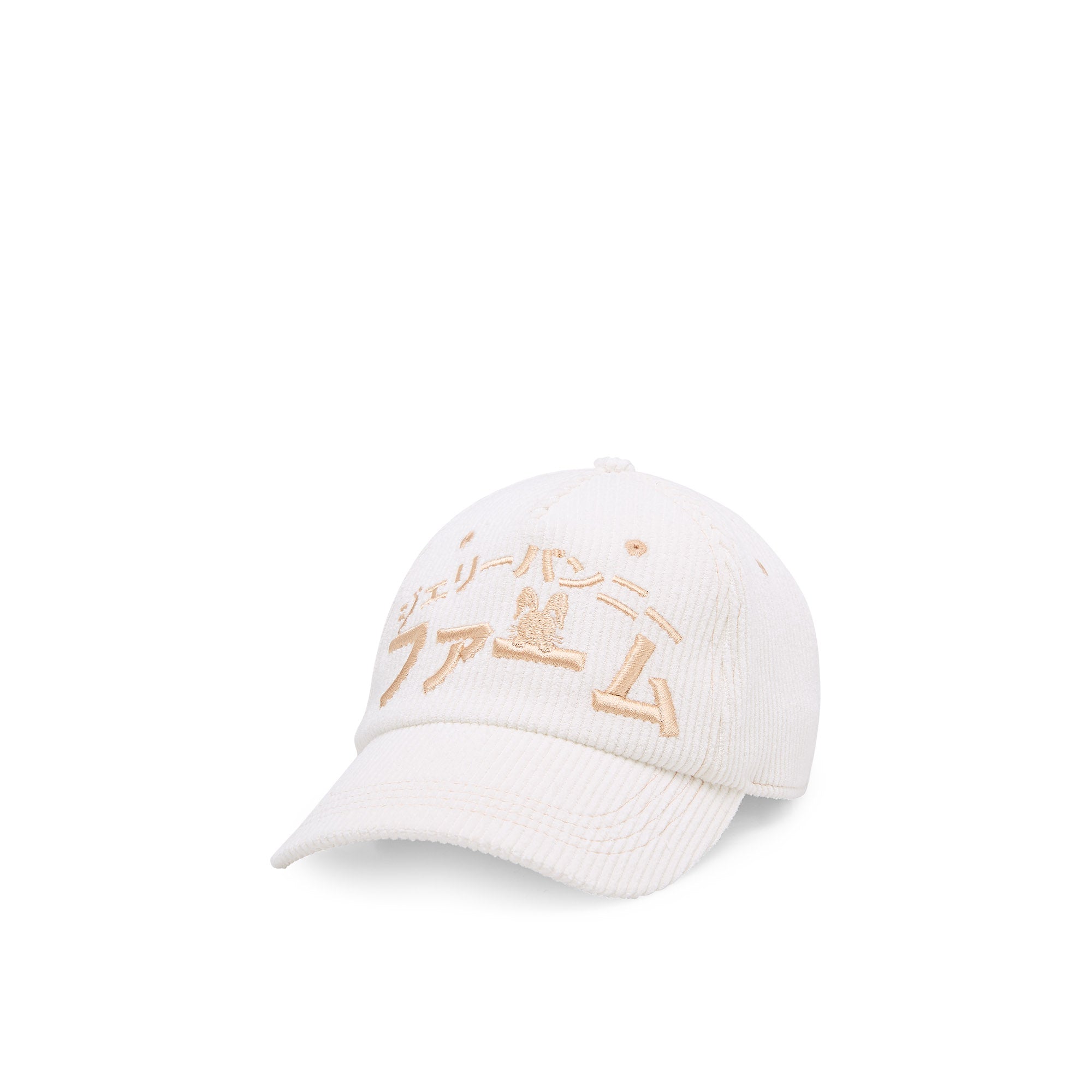 Embroidery Corduroy Baseball Cap White