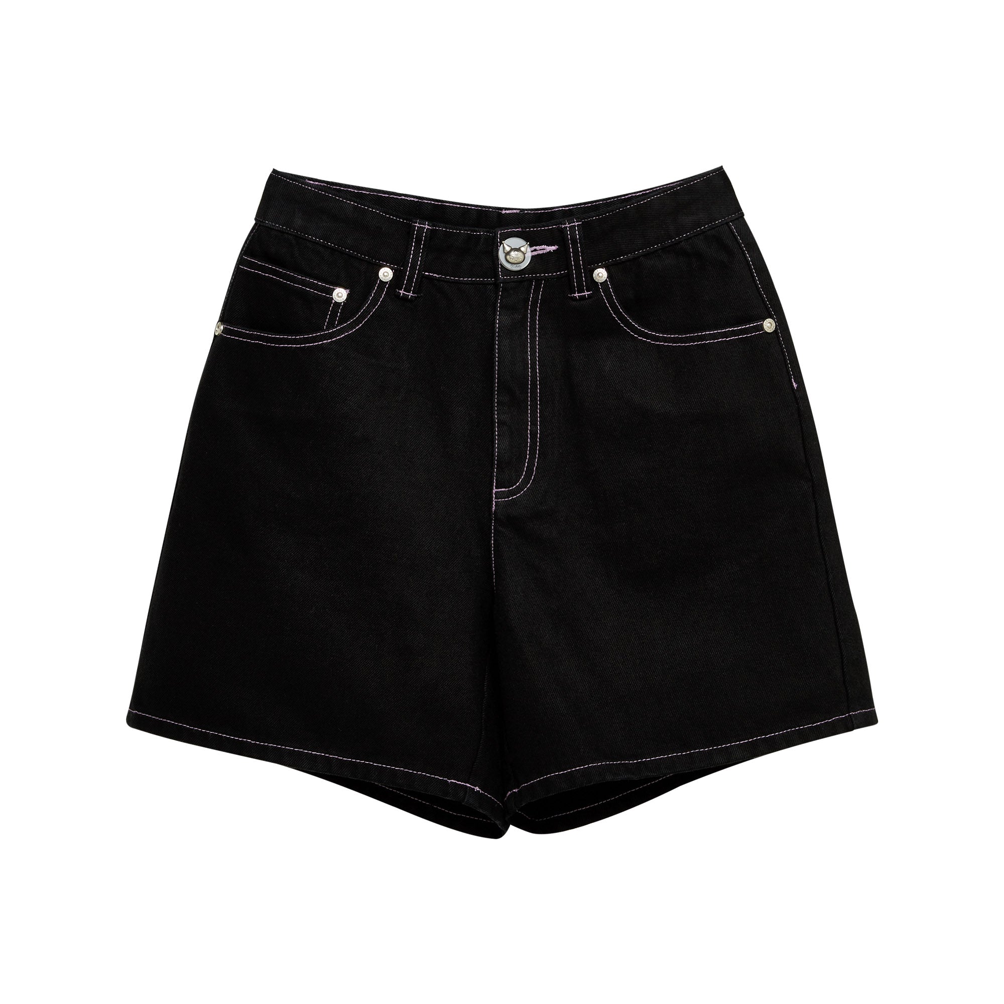Kuromi Contrast Stitch Shorts Black