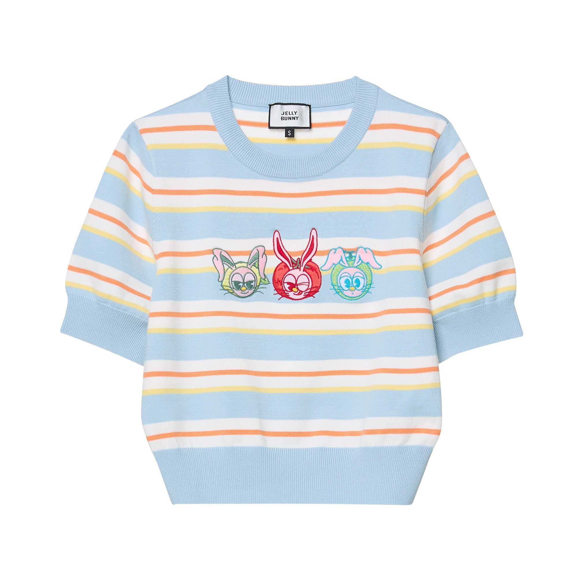 Embroidery Stripe Knit Top Multi Color