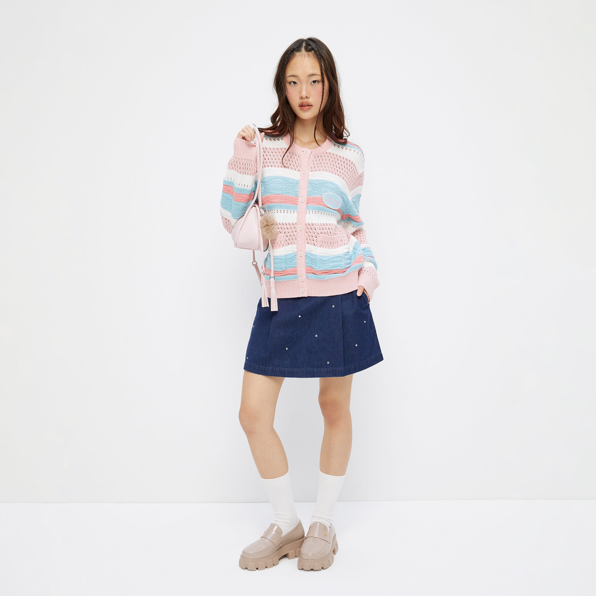 Stripe Long Sleeve Cardigan Multi Color