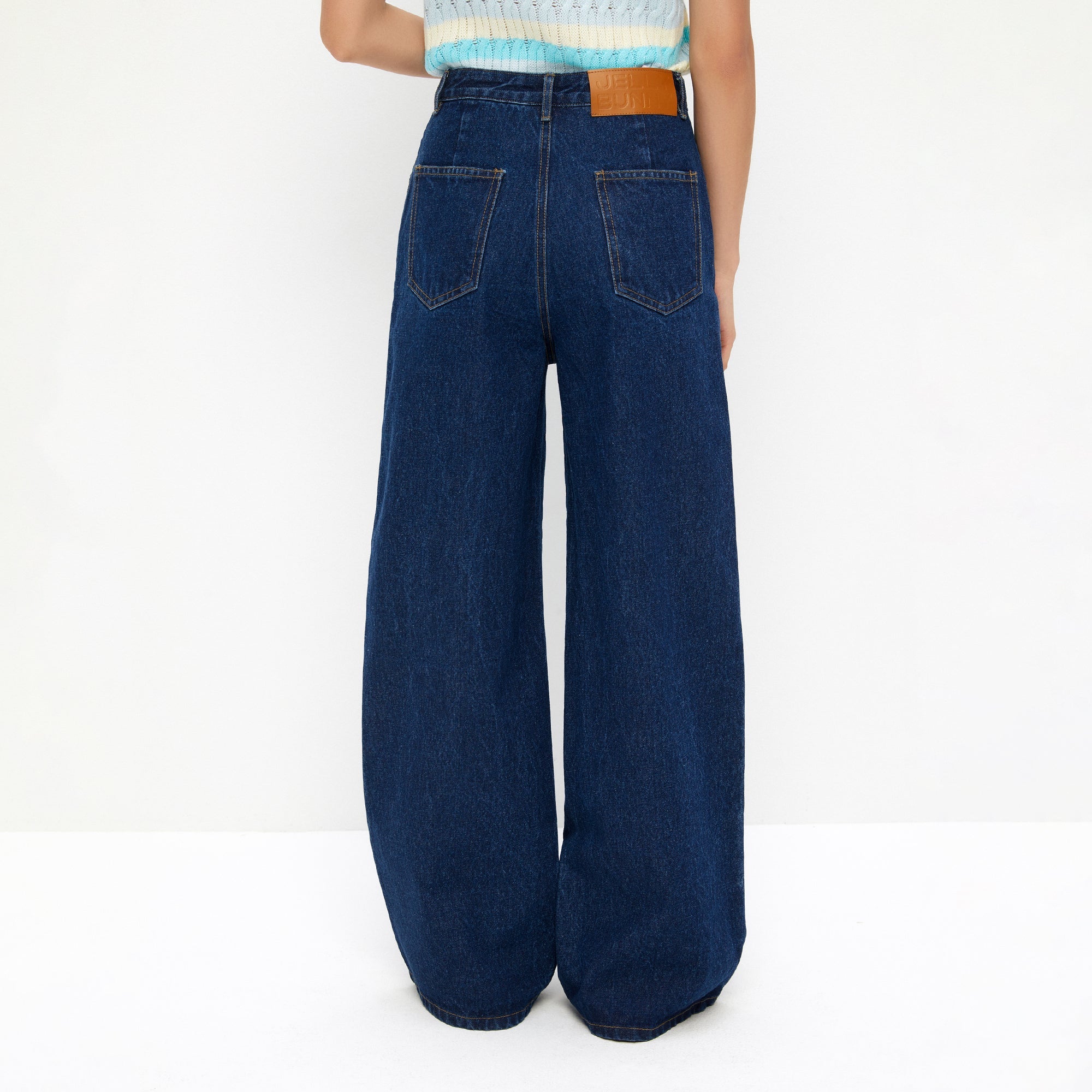 Animal Print Denim Pants Blue