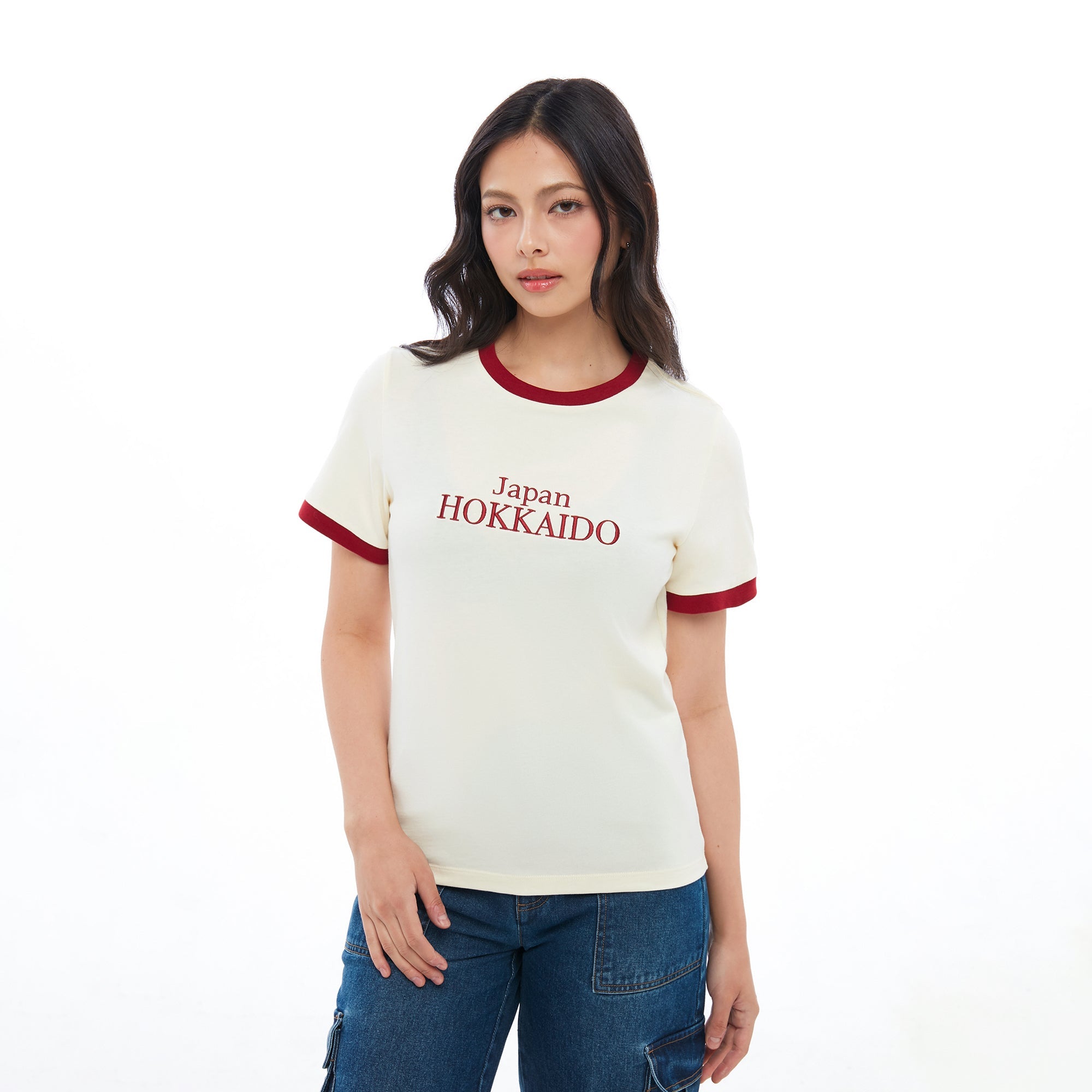Print Short Sleeve T-Shirt Cream