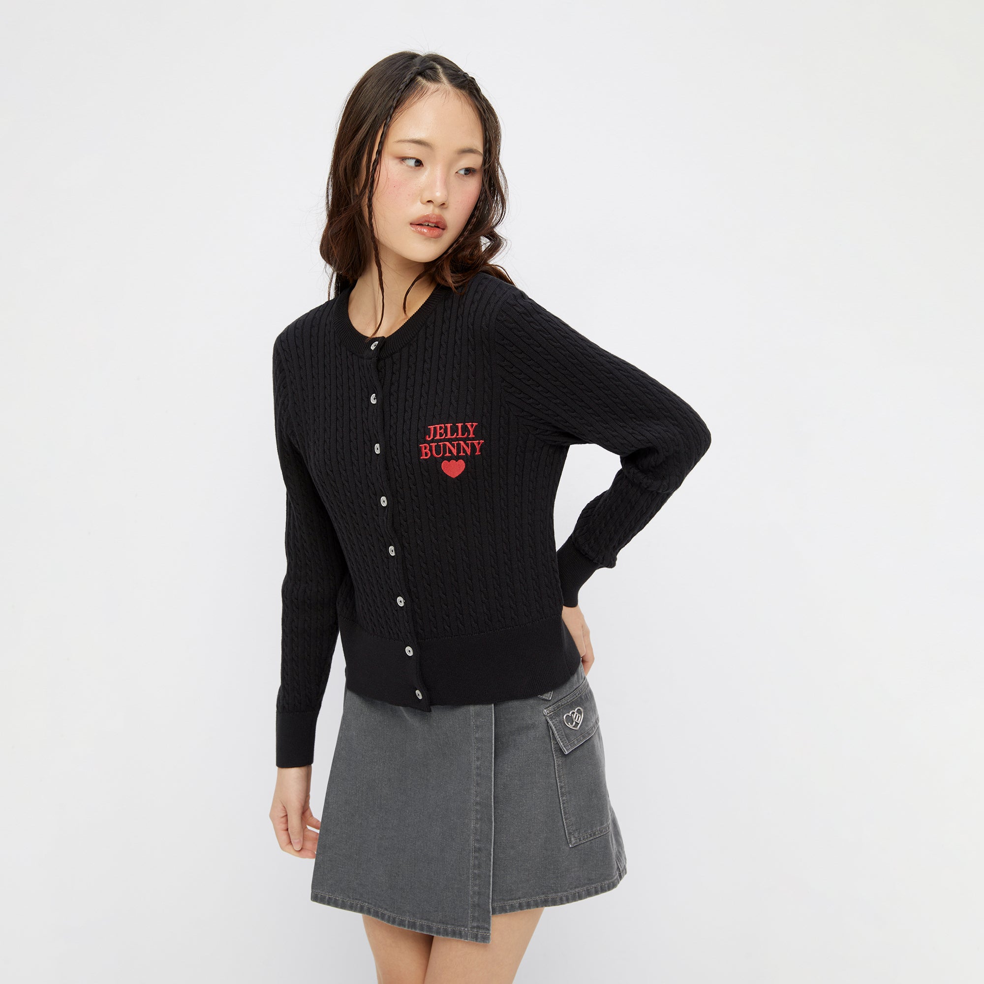 Mini Logo Long Sleeve Cardigan Black