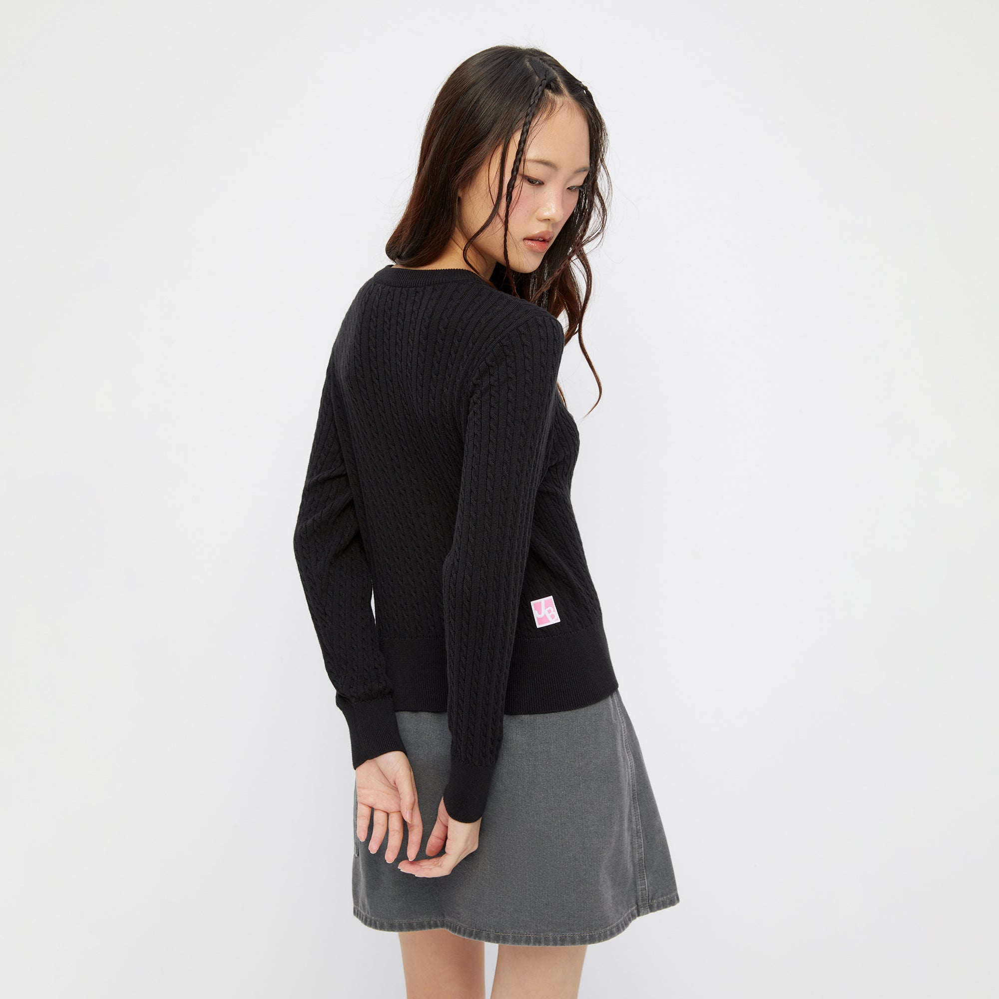 Mini Logo Long Sleeve Cardigan Black