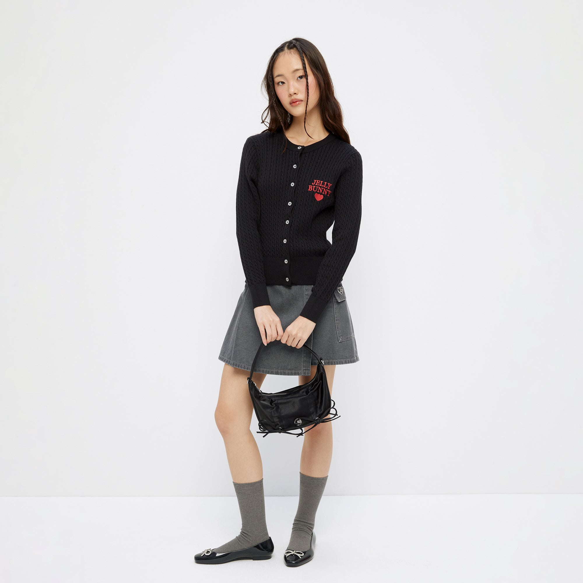 Mini Logo Long Sleeve Cardigan Black