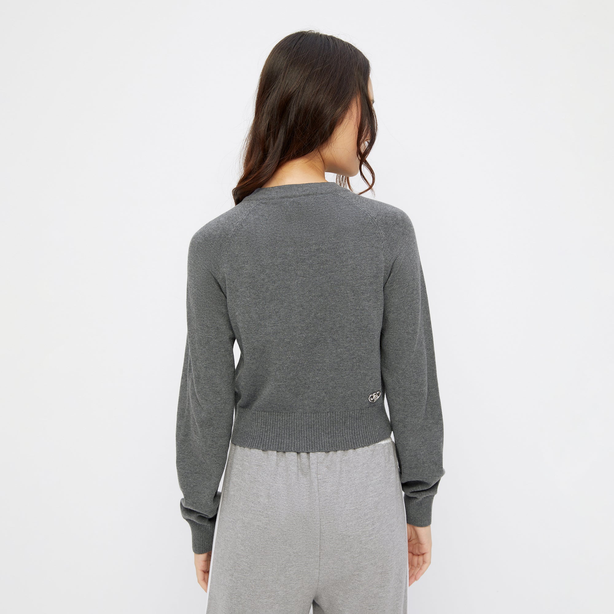 Jerme Embroidery Long Sleeve Cardigan Grey