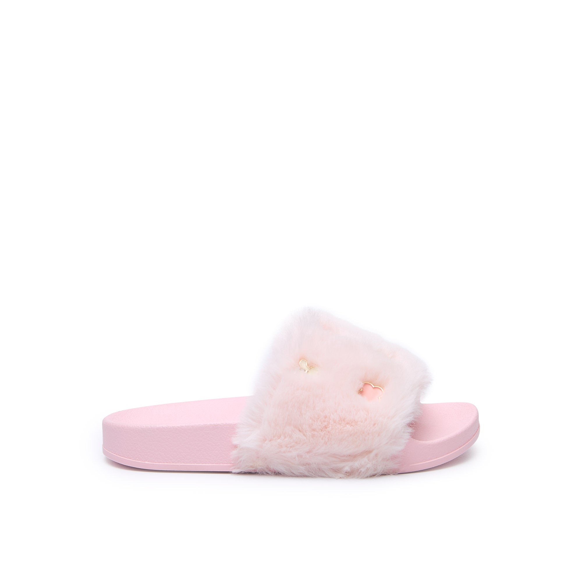 Mini Slide Fur Daba Flat Sandals For Girls Light Pink