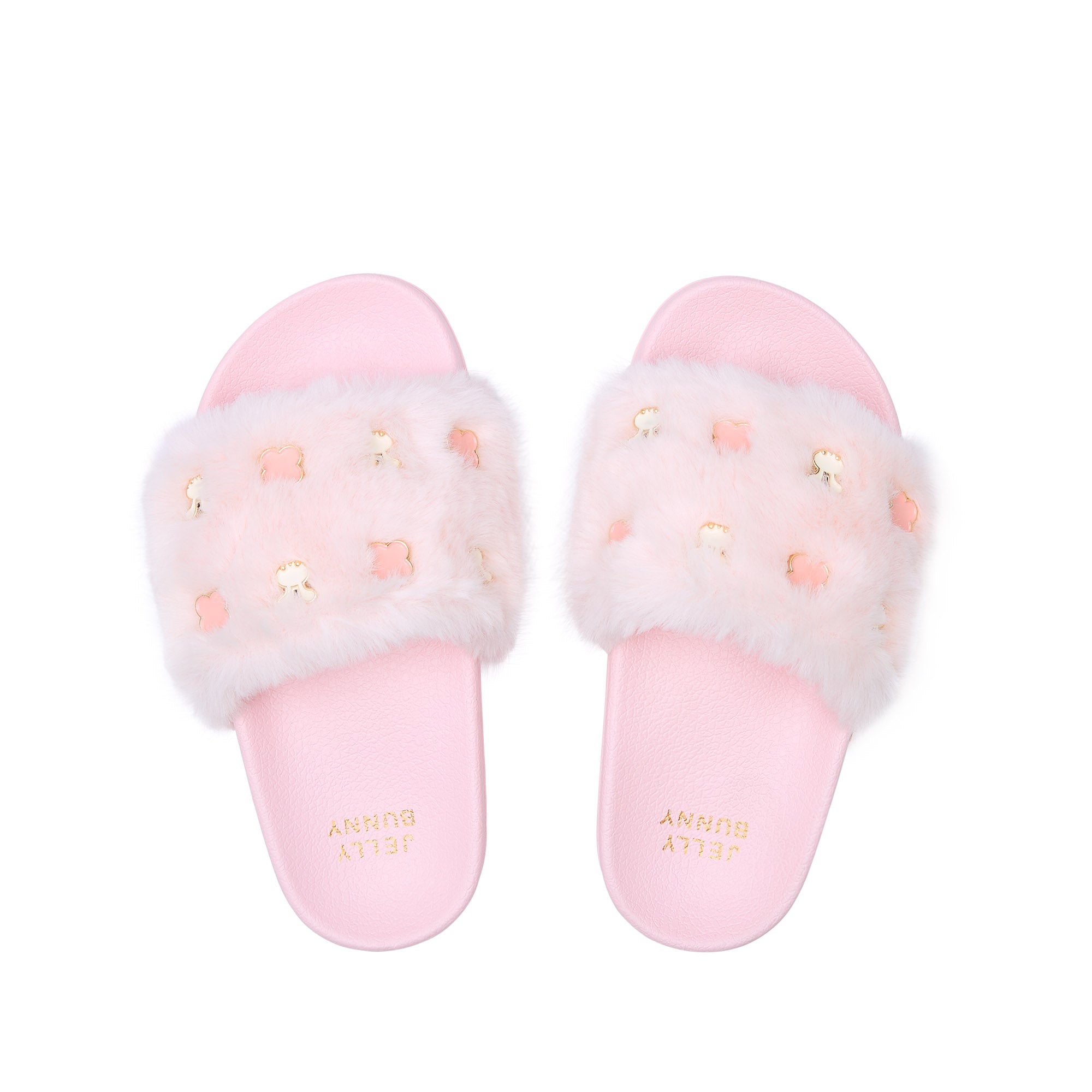 Mini Slide Fur Daba Flat Sandals For Girls Light Pink