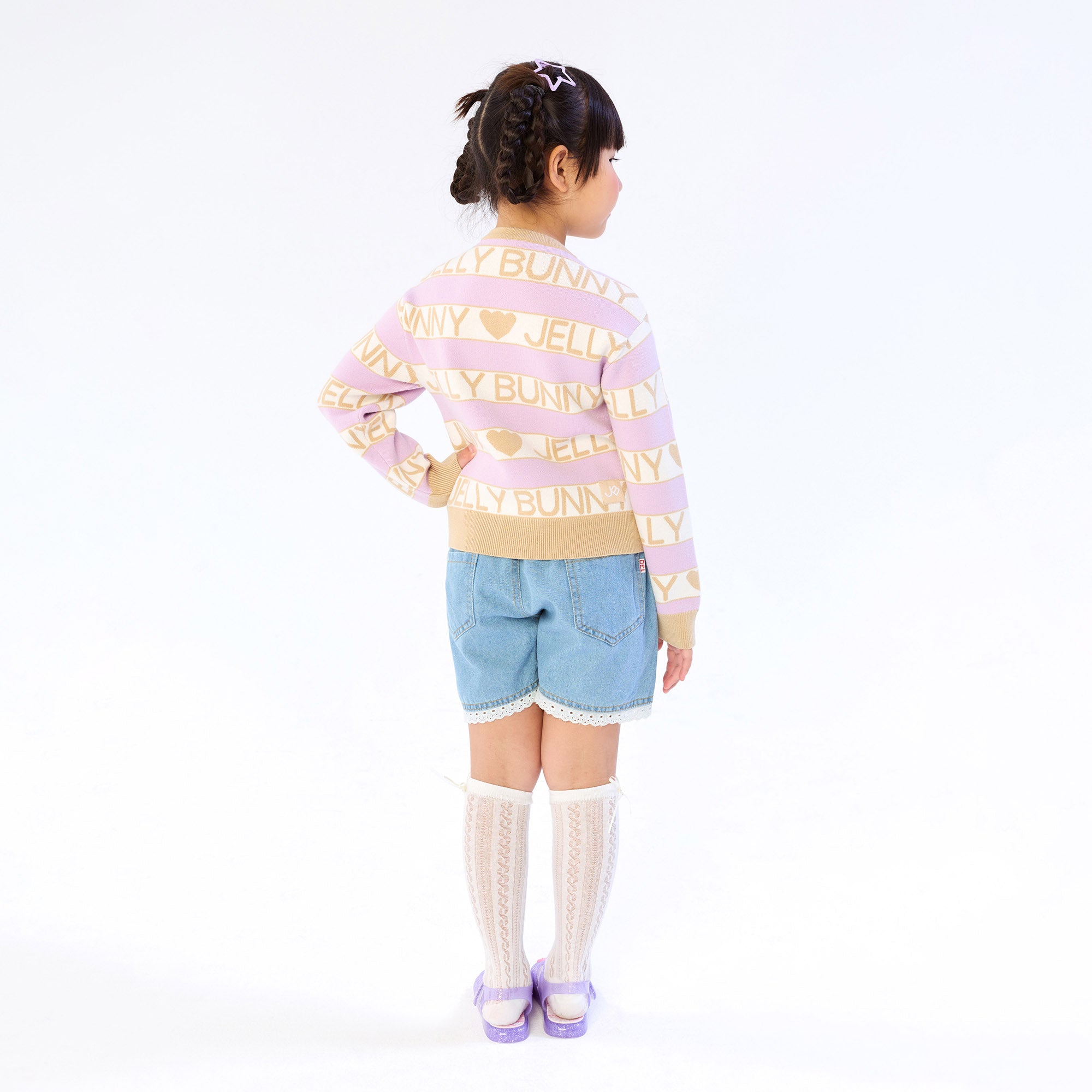 Logo V Neck Long Sleeve Cardigan For Mini Girl